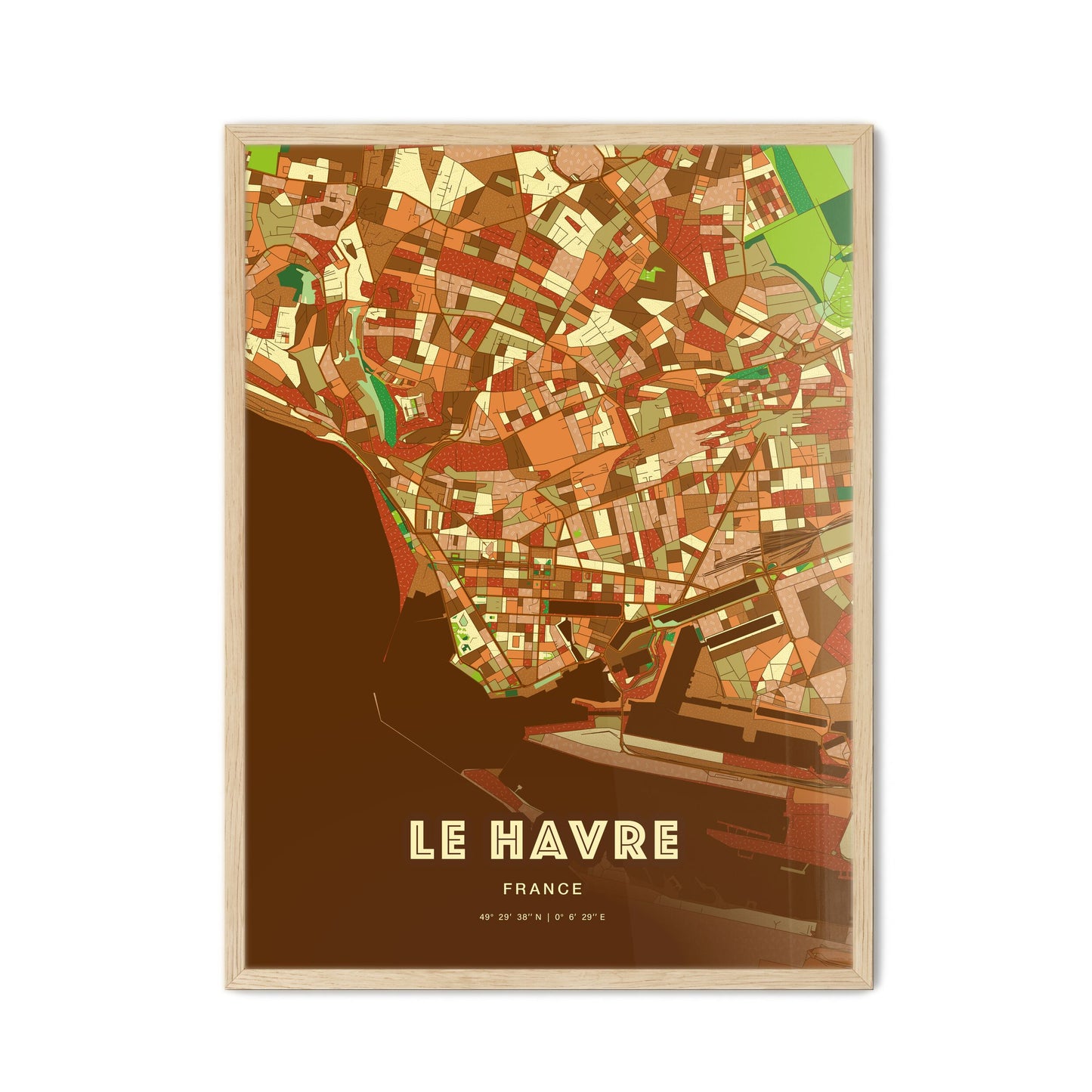 Colorful Le Havre France Fine Art Map Farmhouse