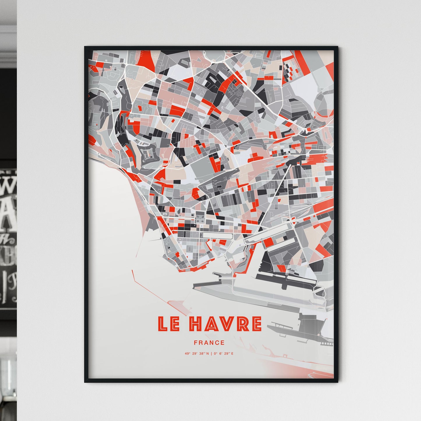 Colorful Le Havre France Fine Art Map Modern Expressive