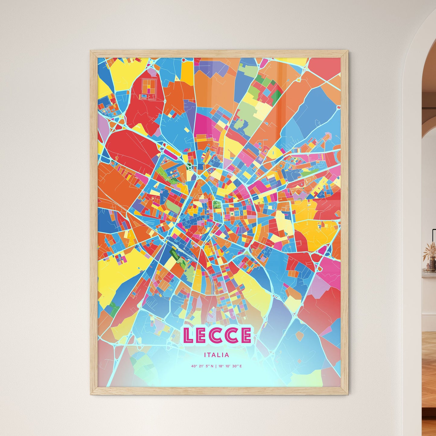 Colorful Lecce Italy Fine Art Map Crazy Colors