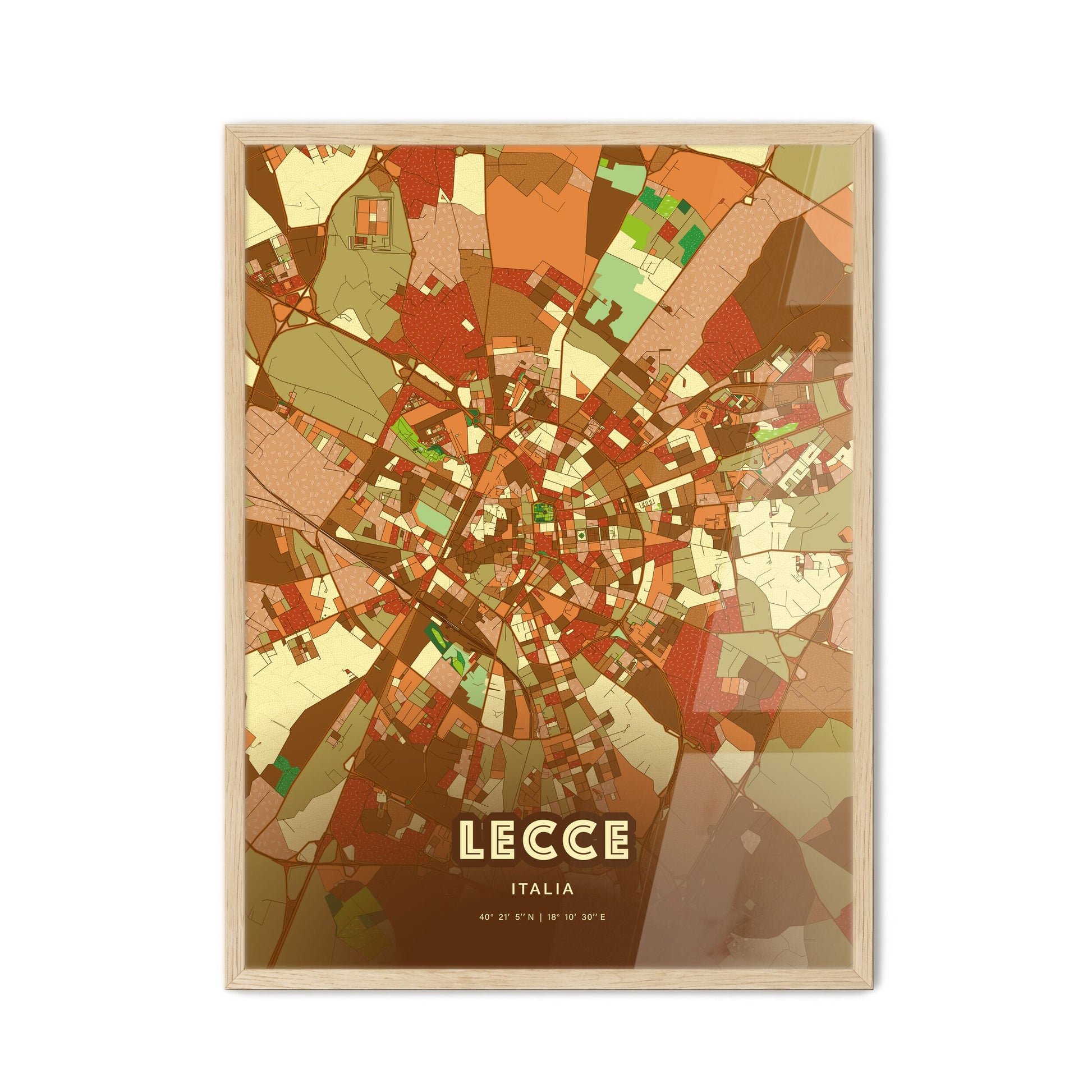 Colorful Lecce Italy Fine Art Map Farmhouse