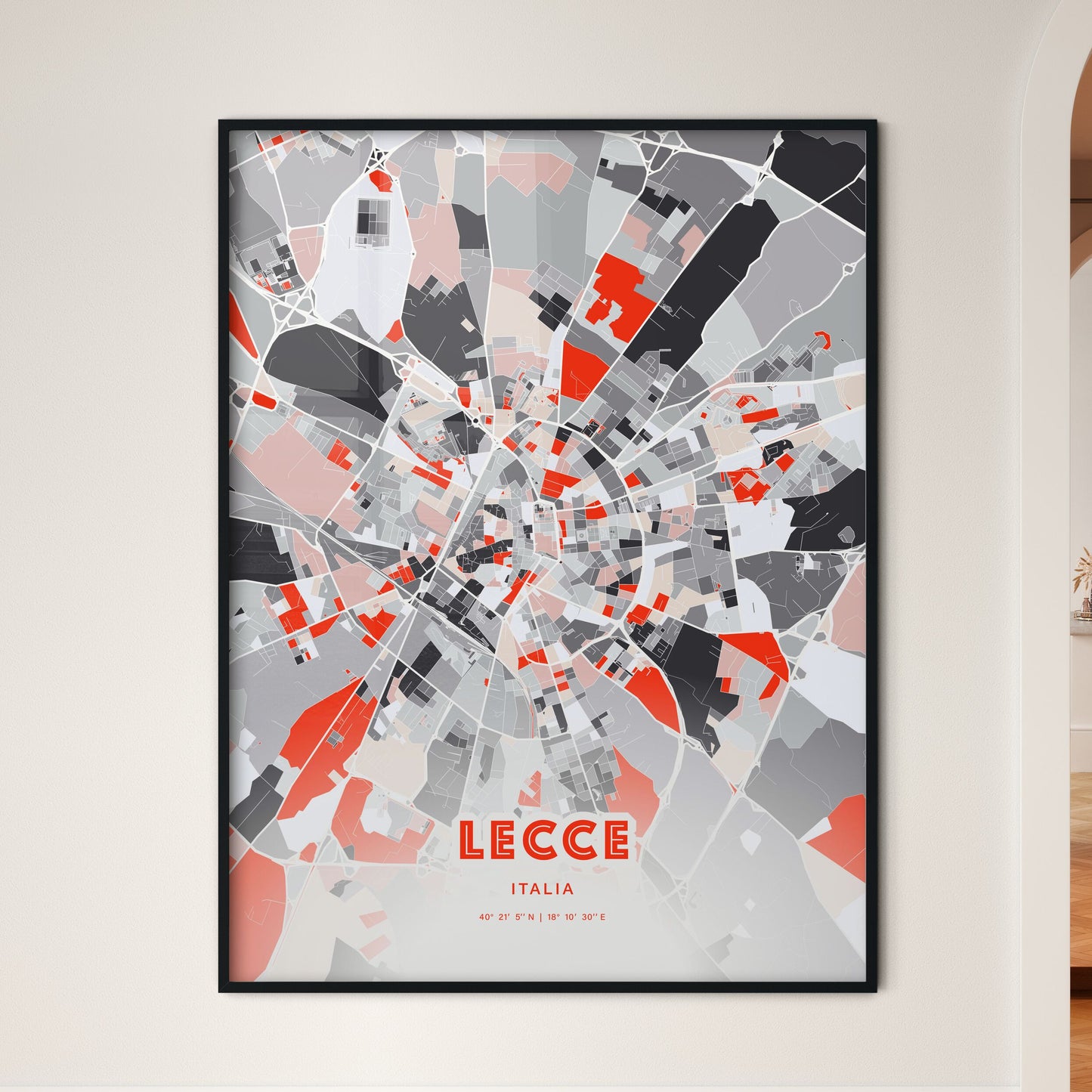 Colorful Lecce Italy Fine Art Map Modern Expressive