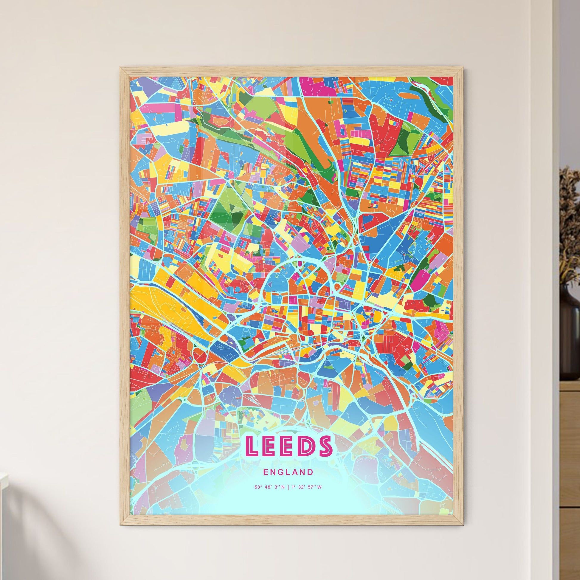 Colorful Leeds England Fine Art Map Crazy Colors