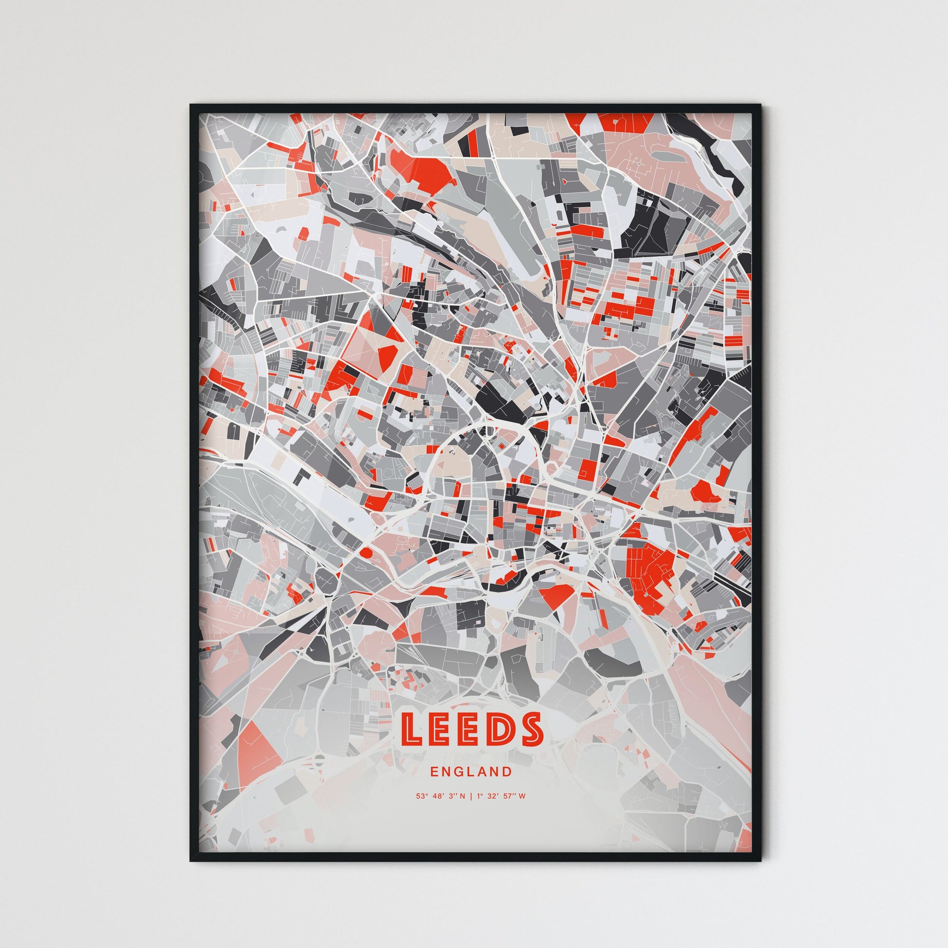 Colorful Leeds England Fine Art Map Modern Expressive