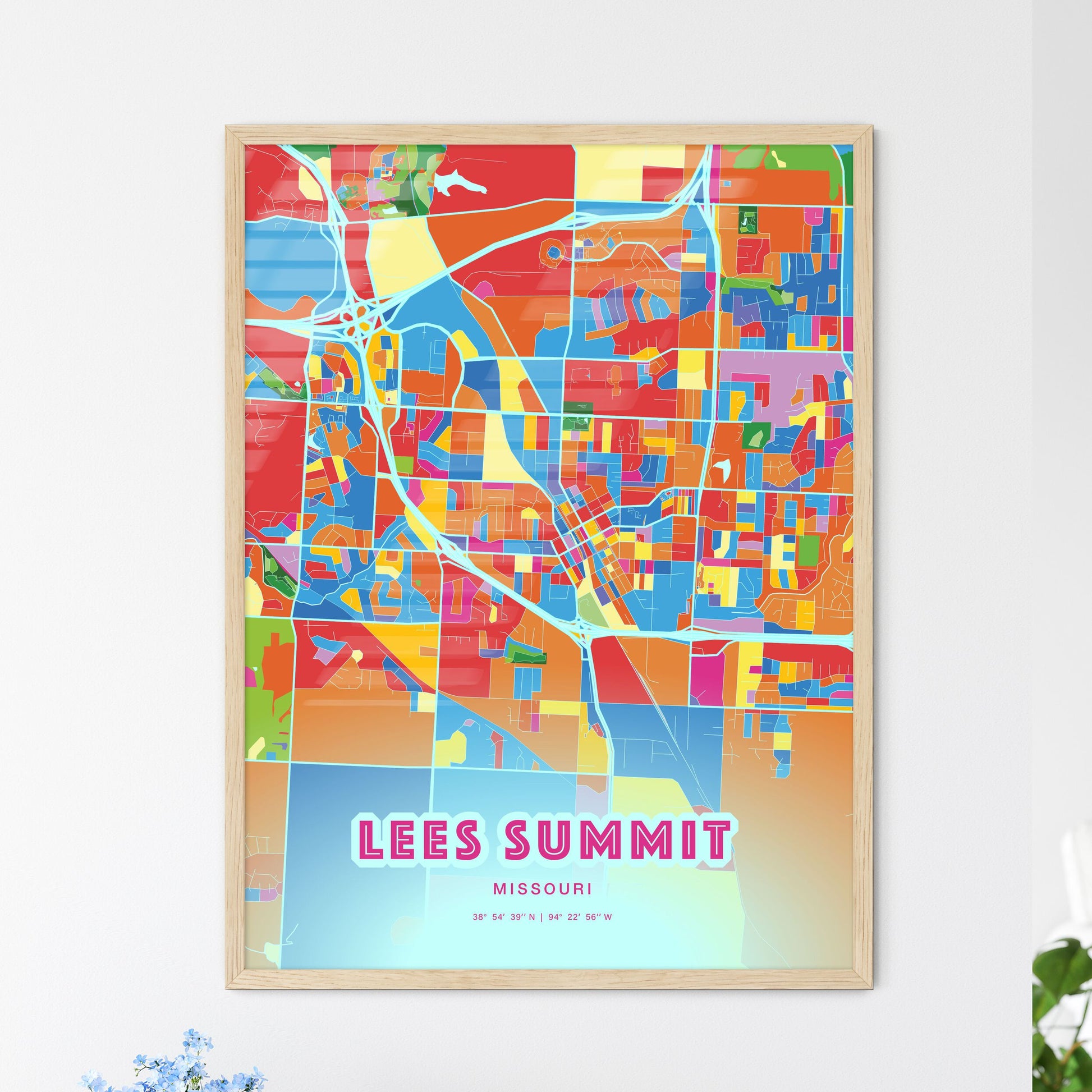 Colorful Lees Summit Missouri Fine Art Map Crazy Colors