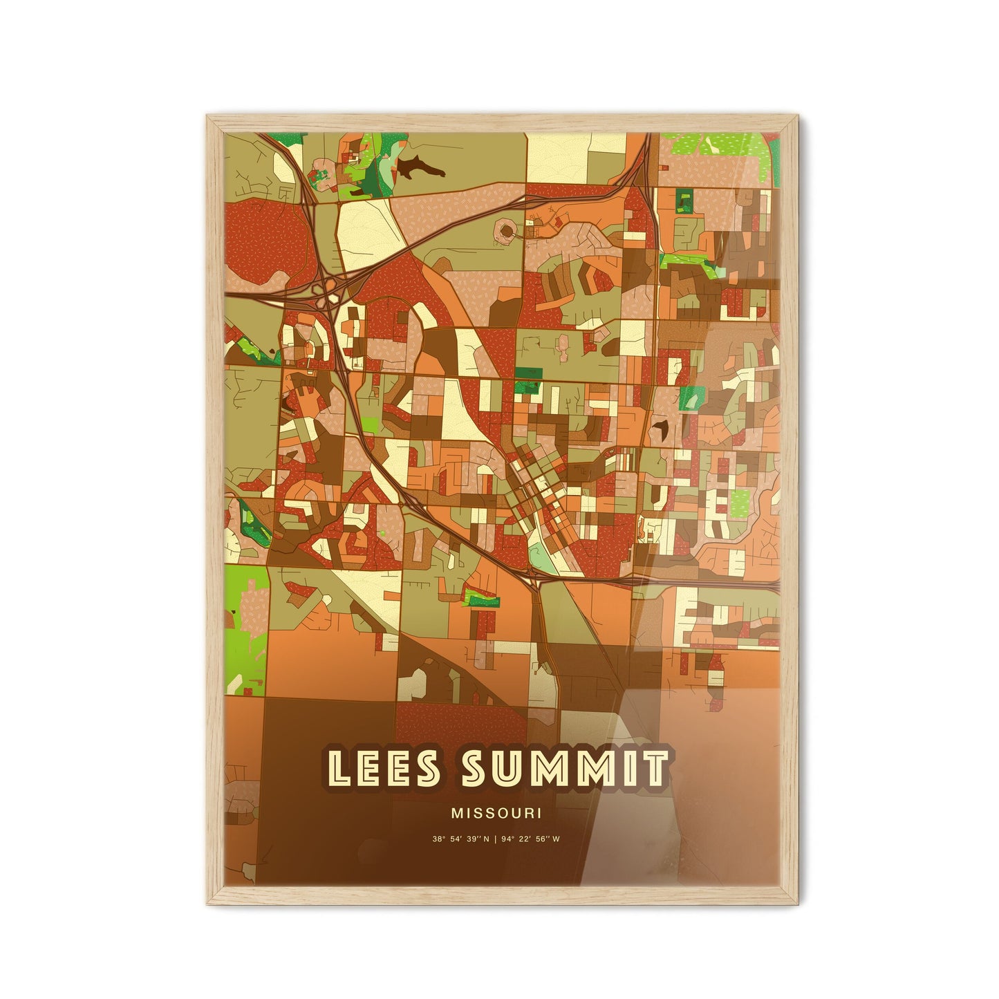 Colorful Lees Summit Missouri Fine Art Map Farmhouse