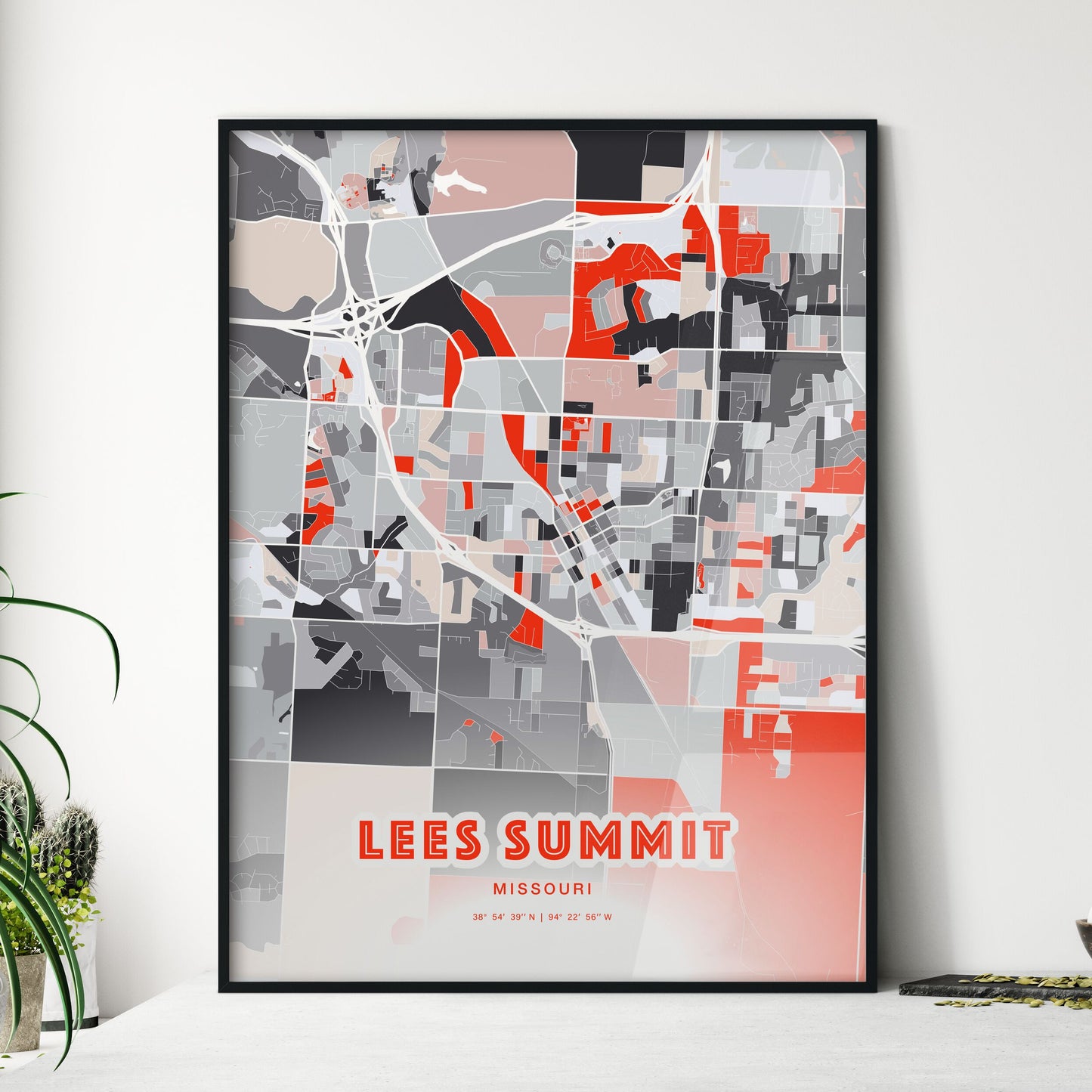 Colorful Lees Summit Missouri Fine Art Map Modern Expressive