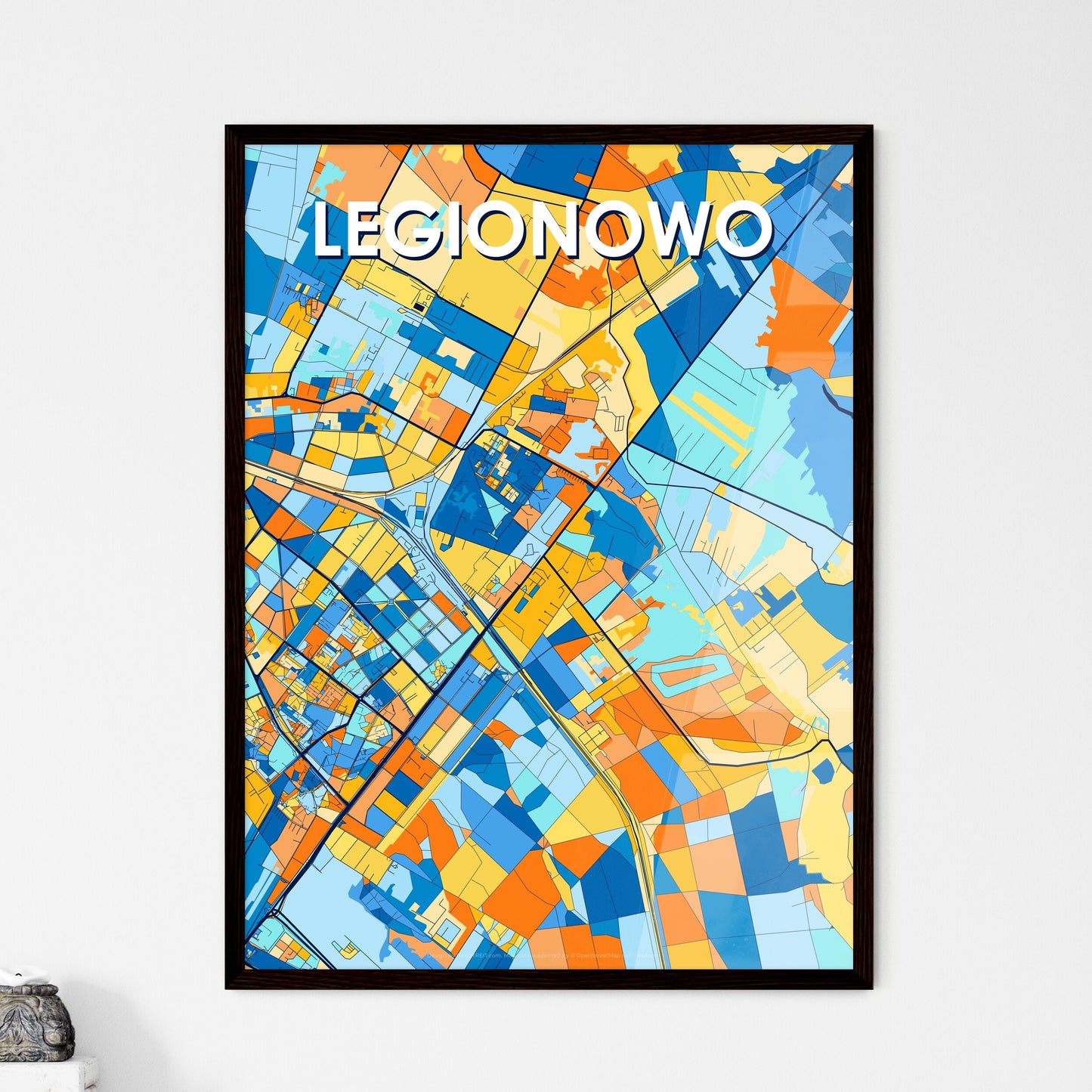 LEGIONOWO POLAND Vibrant Colorful Art Map Poster Blue Orange