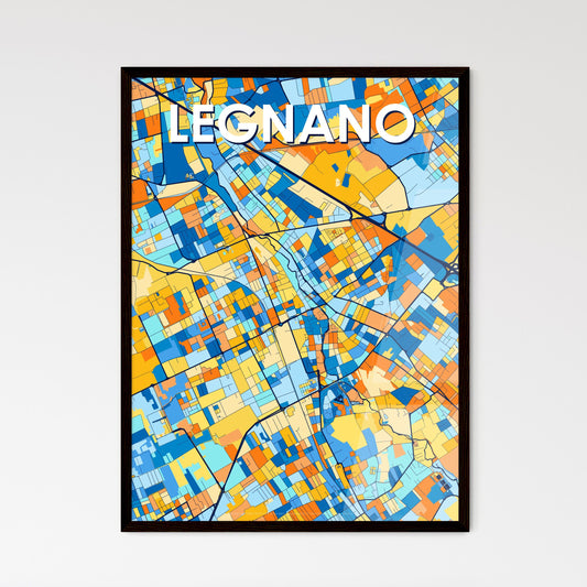 LEGNANO ITALY Vibrant Colorful Art Map Poster Blue Orange