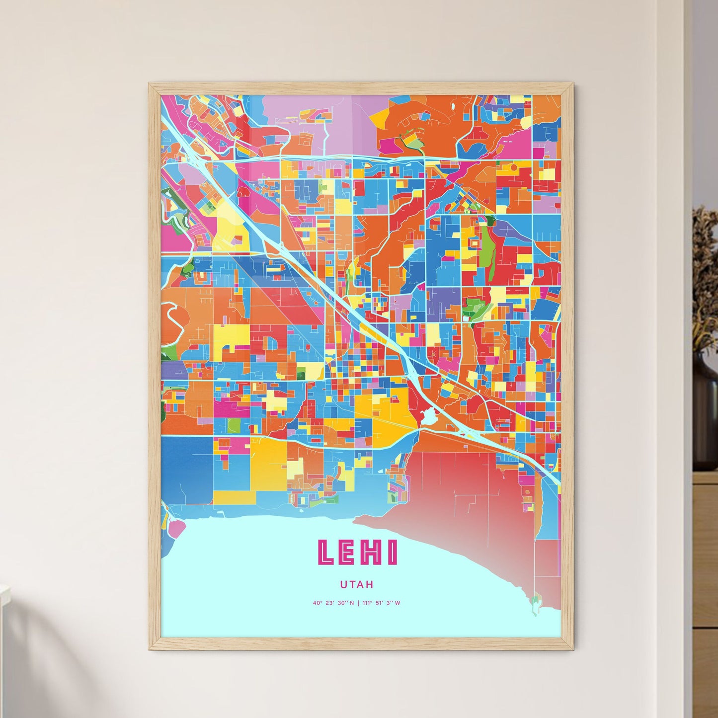 Colorful Lehi Utah Fine Art Map Crazy Colors