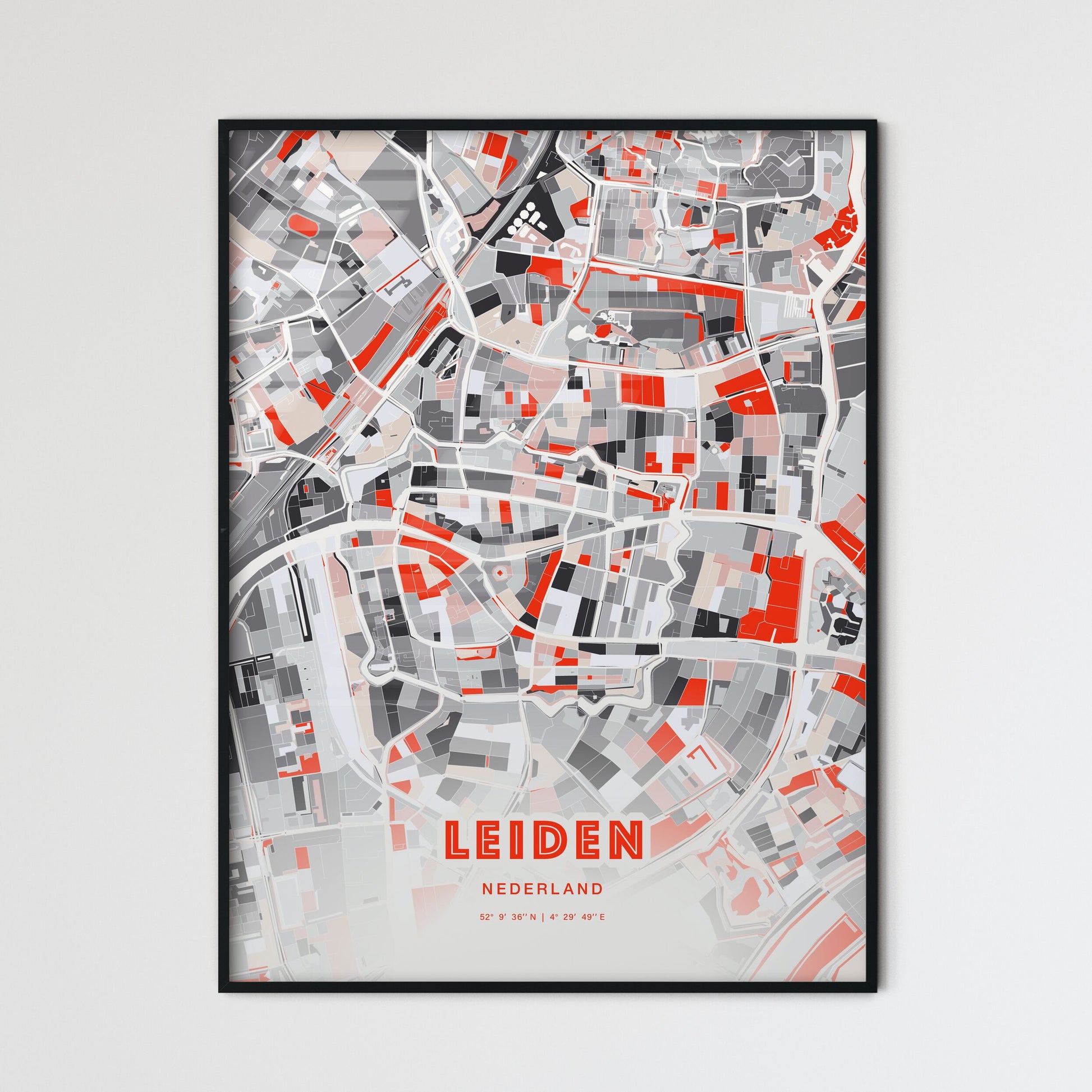 Colorful Leiden Netherlands Fine Art Map Modern Expressive