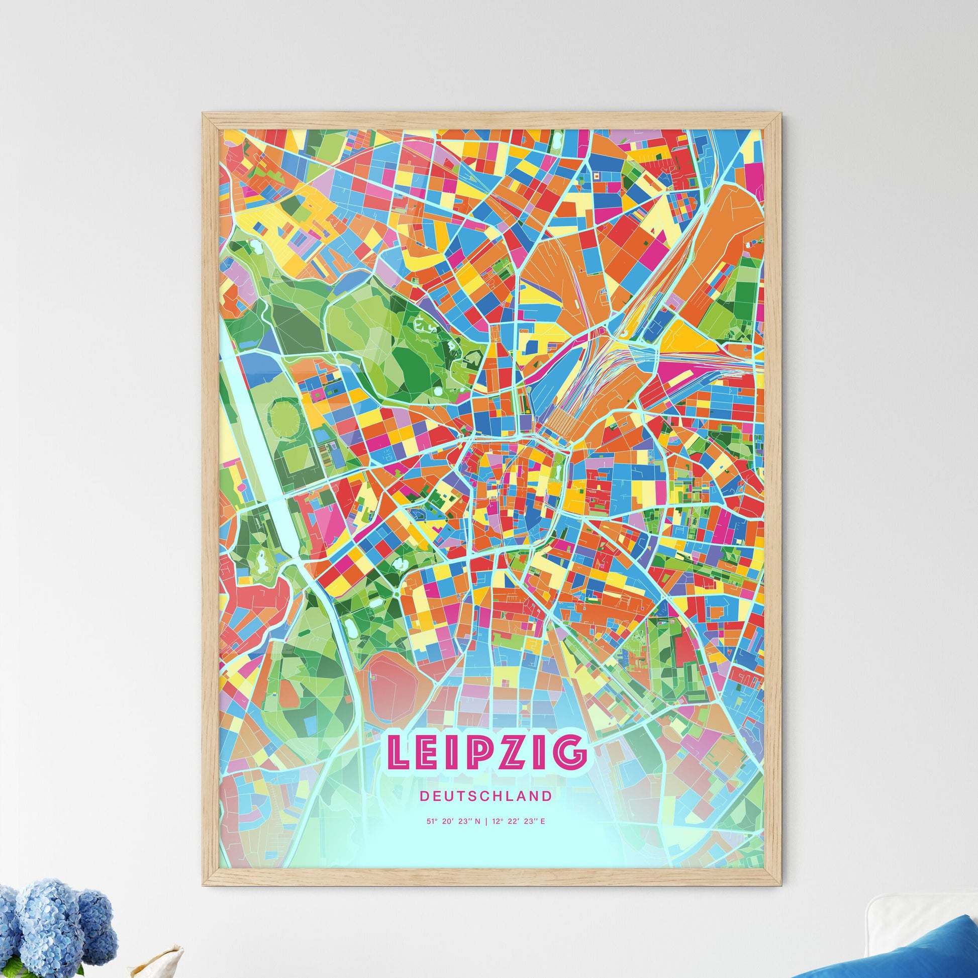 Colorful Leipzig Germany Fine Art Map Crazy Colors