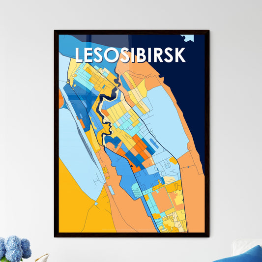 LESOSIBIRSK RUSSIA Vibrant Colorful Art Map Poster Blue Orange