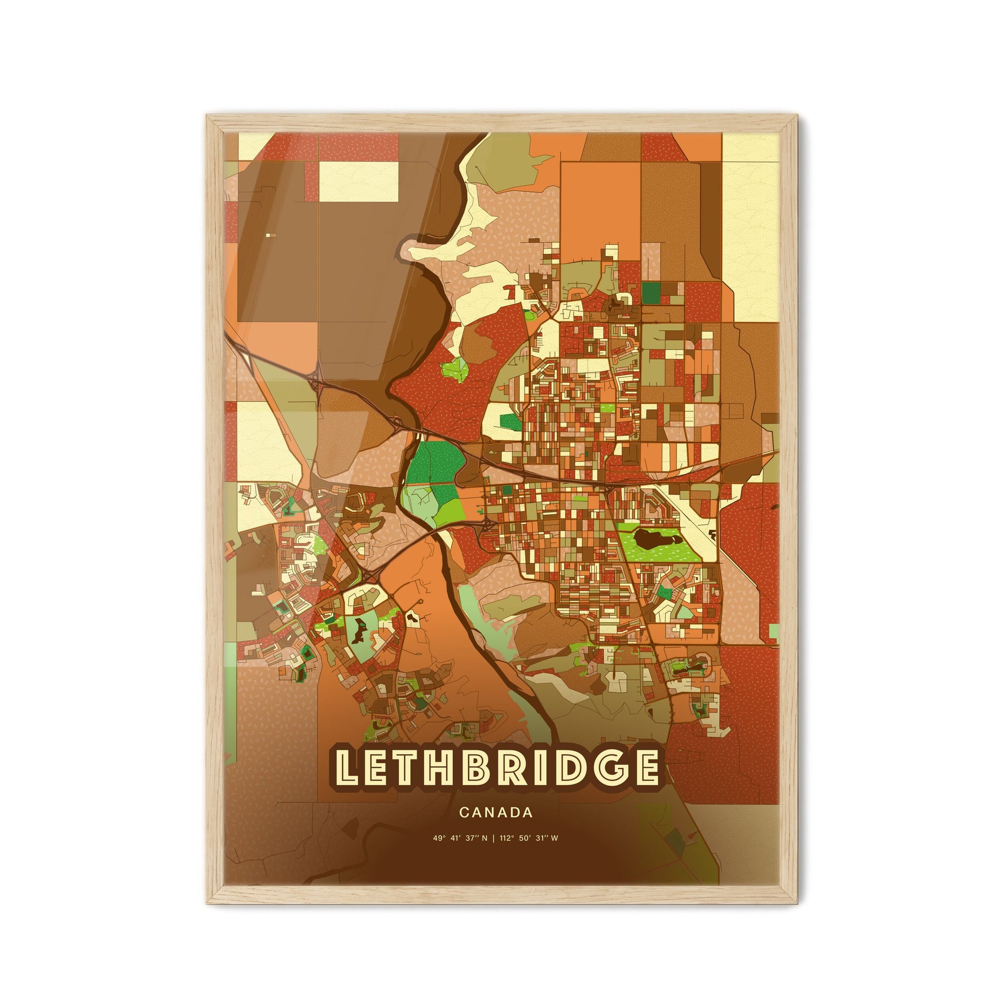 Colorful Lethbridge Canada Fine Art Map Farmhouse