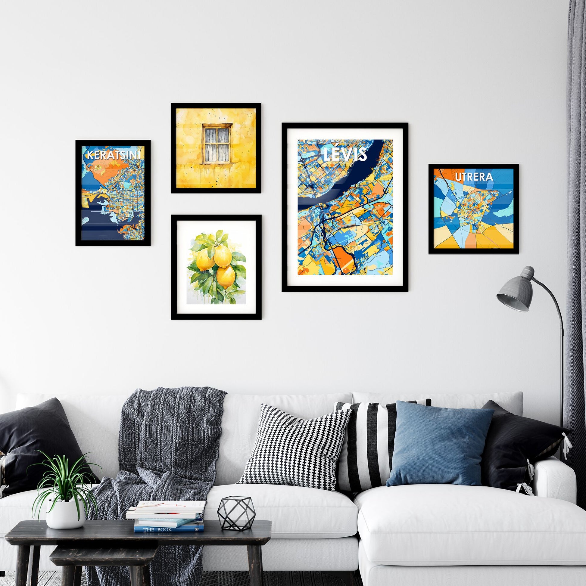 LÉVIS CANADA Vibrant Colorful Art Map Poster Blue Orange