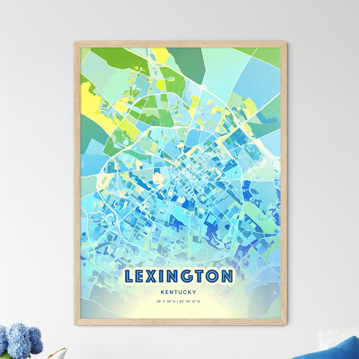 Colorful Lexington Kentucky Fine Art Map Cool Blue