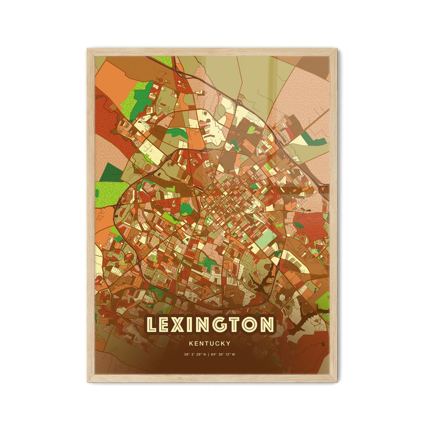 Colorful Lexington Kentucky Fine Art Map Farmhouse