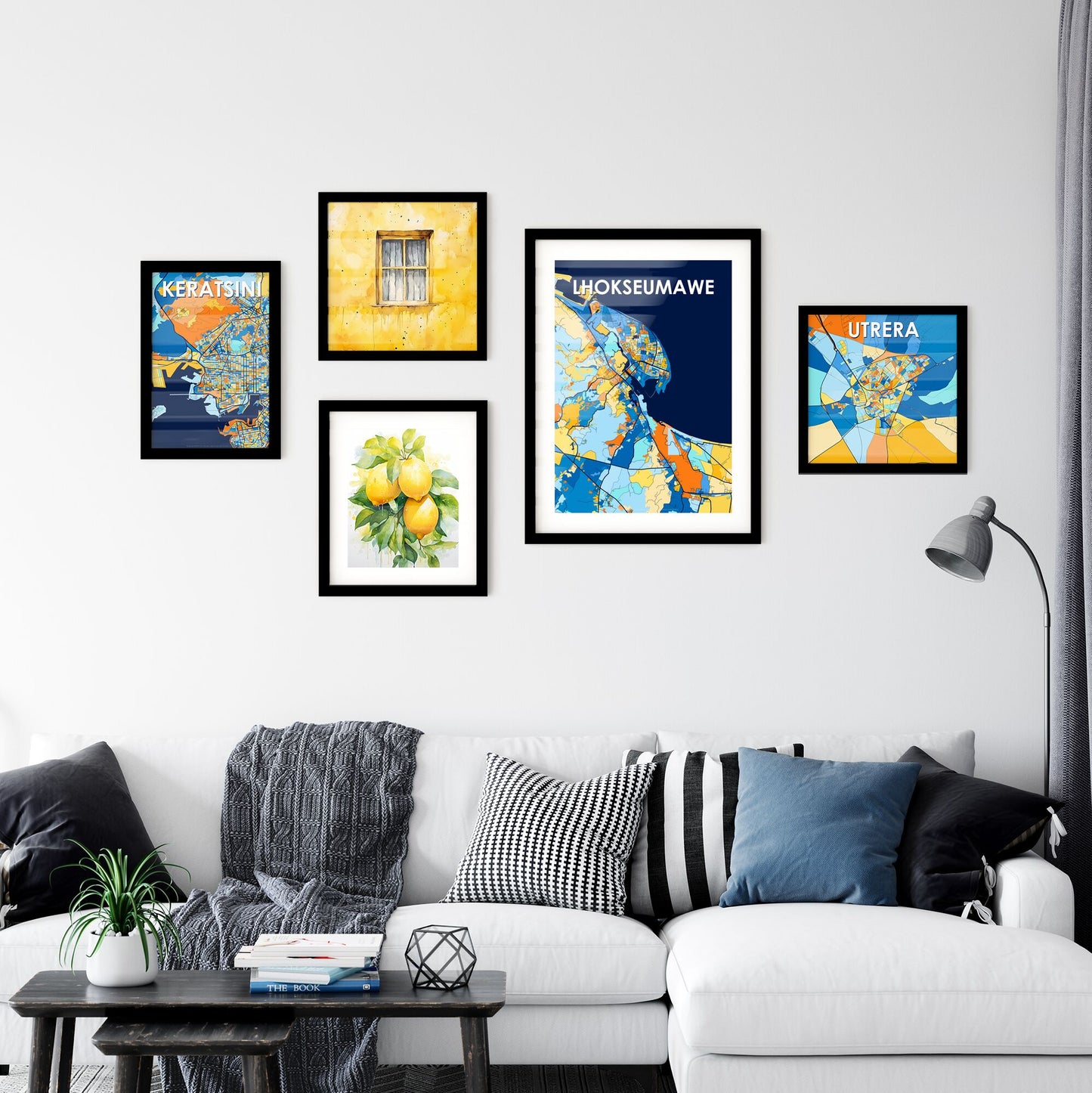 LHOKSEUMAWE INDONESIA Vibrant Colorful Art Map Poster Blue Orange