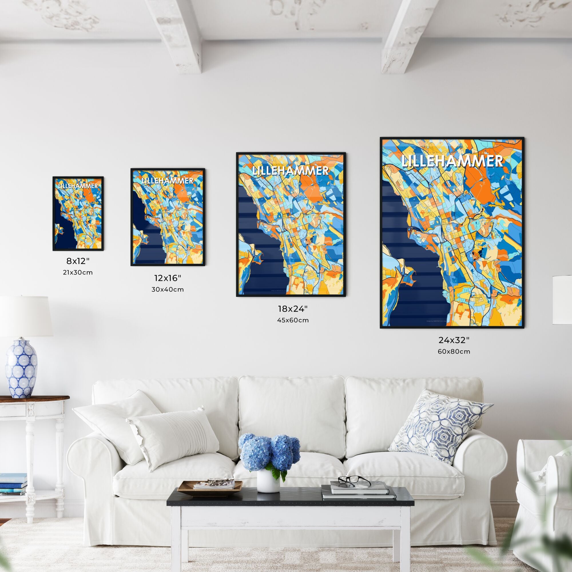 Lillehammer Norway Vibrant Map Poster – HEBSTREIT