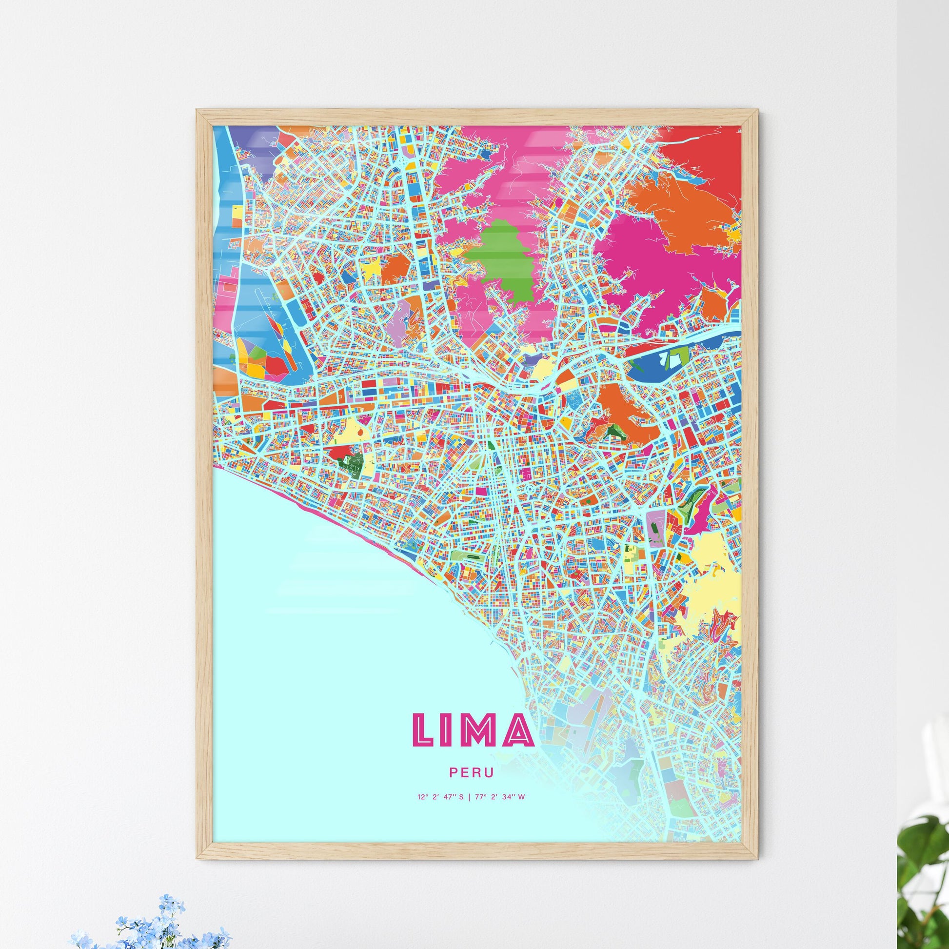 Colorful Lima Peru Fine Art Map Crazy Colors