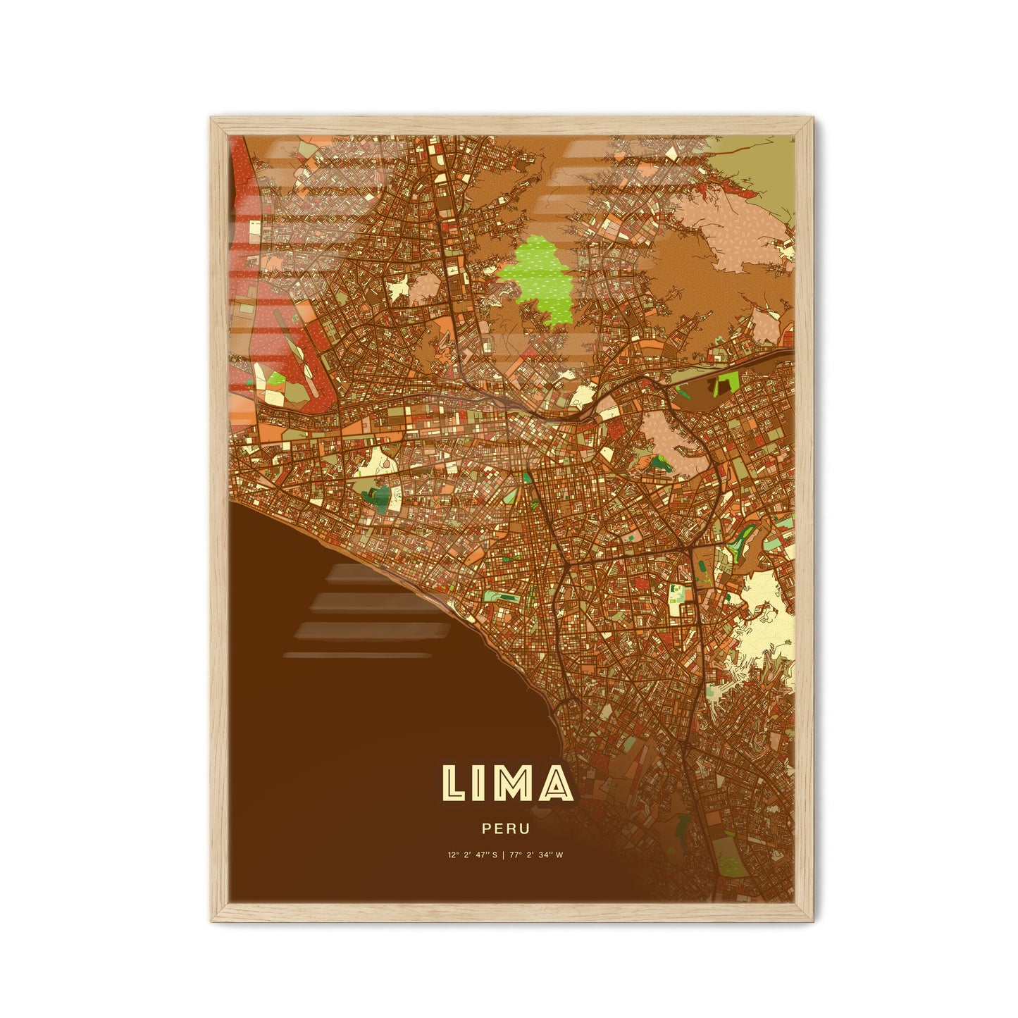 Colorful Lima Peru Fine Art Map Farmhouse