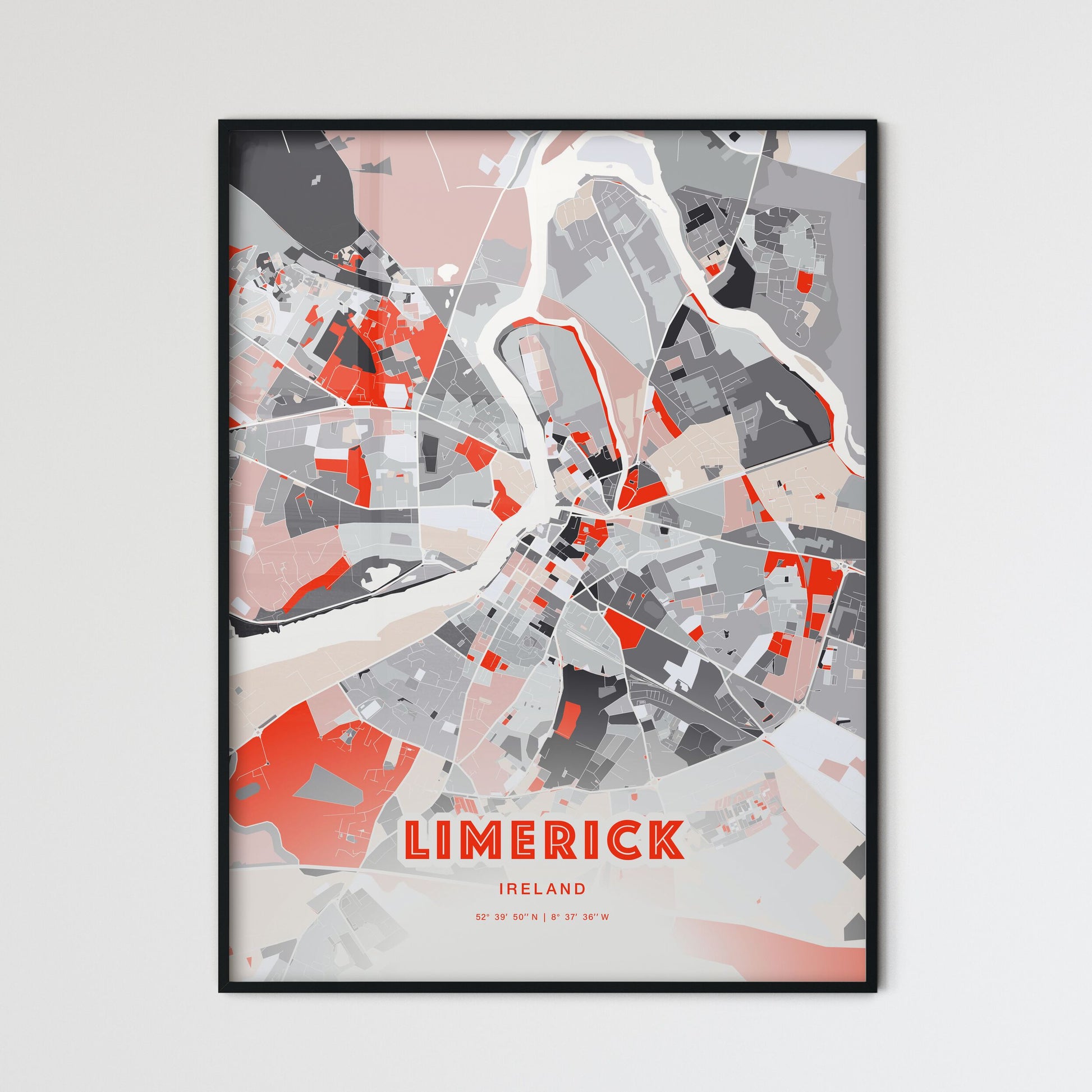 Colorful Limerick Ireland Fine Art Map Modern Expressive