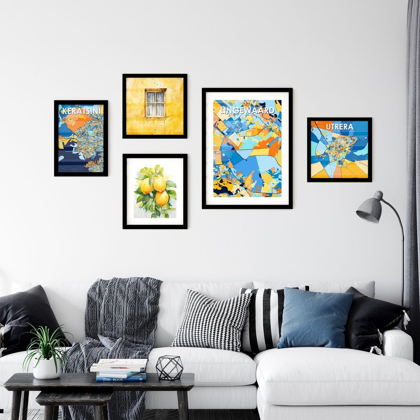 LINGEWAARD NETHERLANDS Vibrant Colorful Art Map Poster Blue Orange