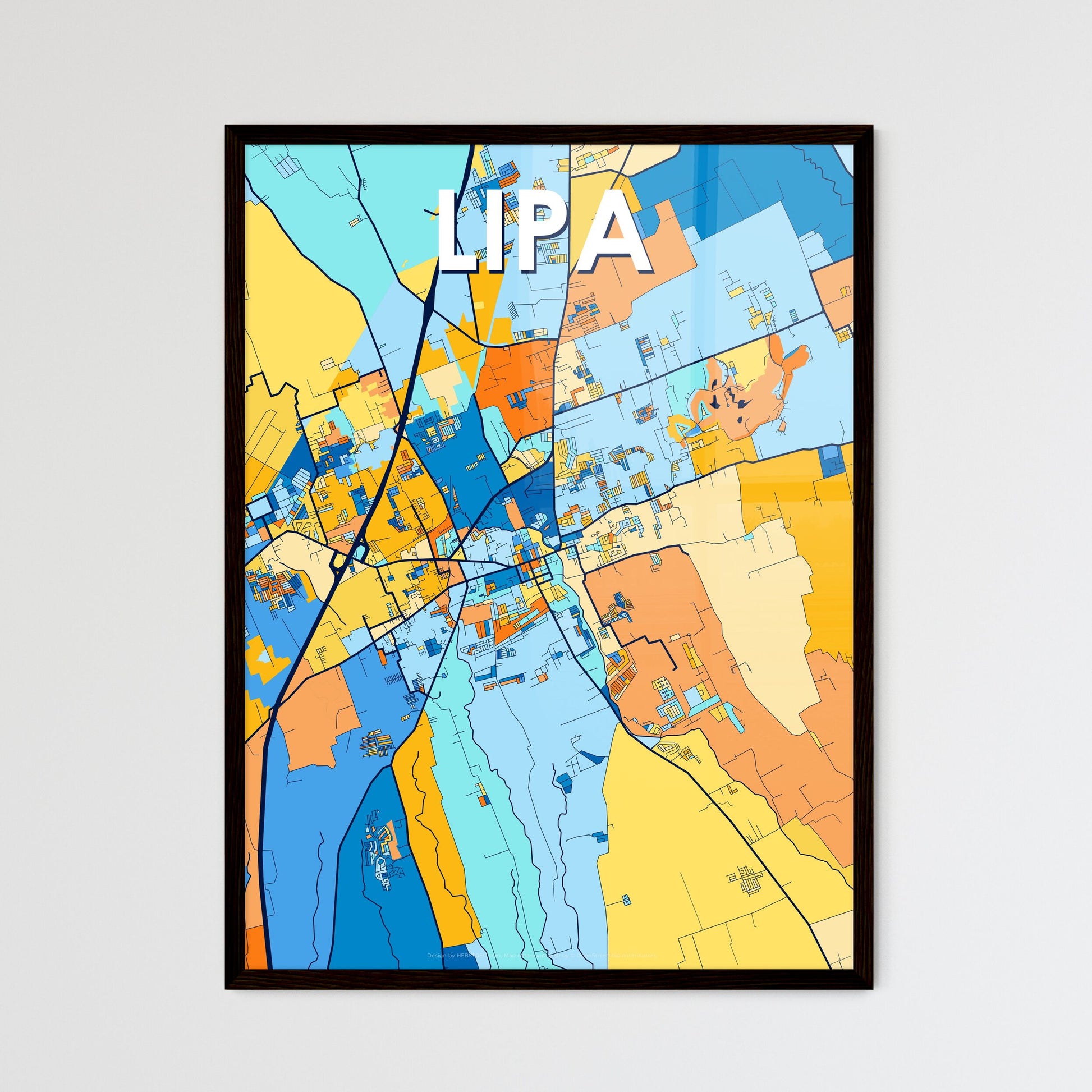 LIPA PHILIPPINES Vibrant Colorful Art Map Poster Blue Orange