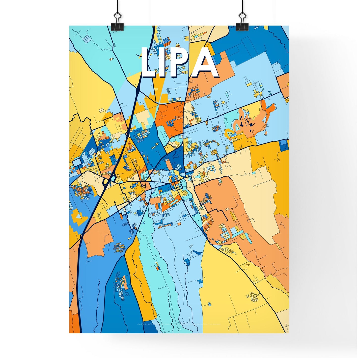 LIPA PHILIPPINES Vibrant Colorful Art Map Poster Blue Orange