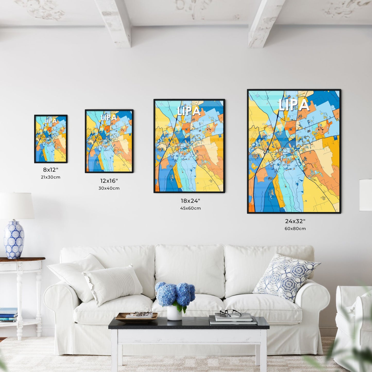 LIPA PHILIPPINES Vibrant Colorful Art Map Poster Blue Orange