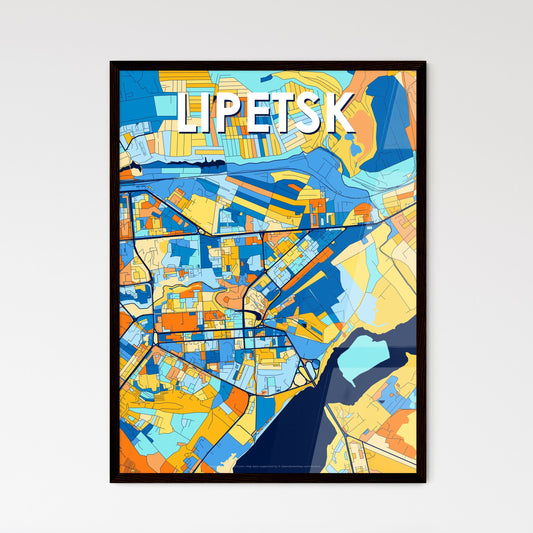 LIPETSK RUSSIA Vibrant Colorful Art Map Poster Blue Orange