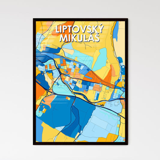 LIPTOVSKÝ MIKULÁŠ SLOVAKIA Vibrant Colorful Art Map Poster Blue Orange