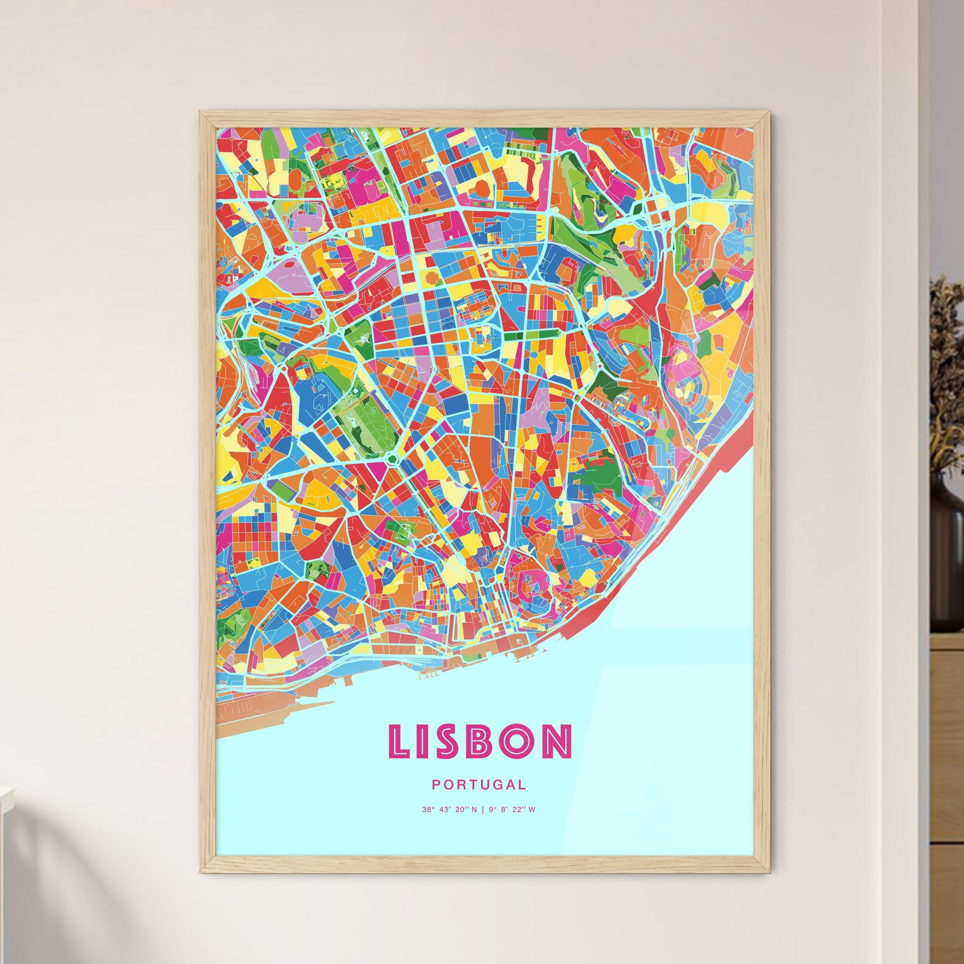 Colorful Lisbon Portugal Fine Art Map Crazy Colors