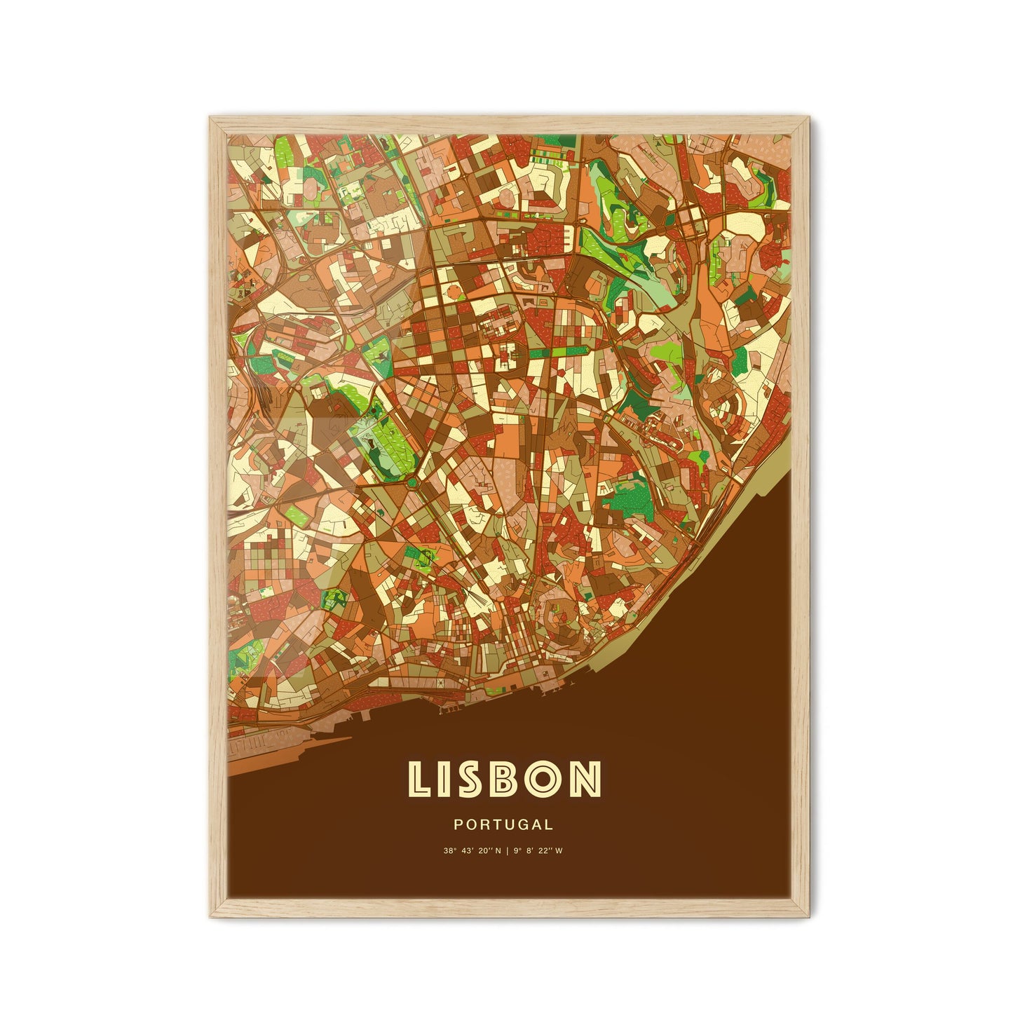 Colorful Lisbon Portugal Fine Art Map Farmhouse