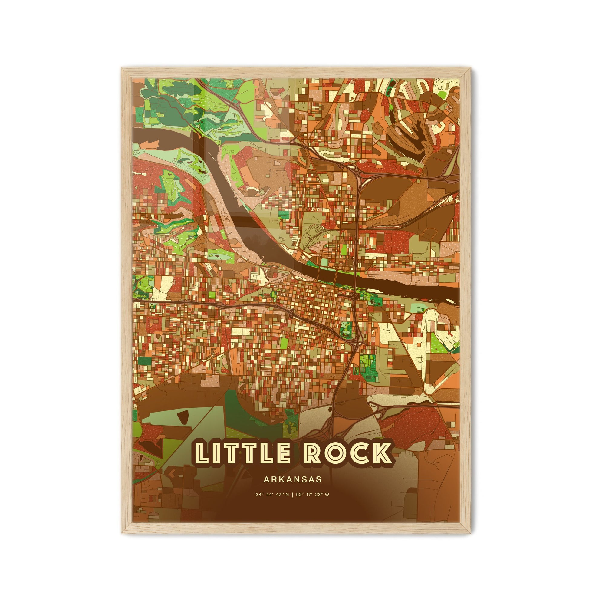 Colorful Little Rock Arkansas Fine Art Map Farmhouse