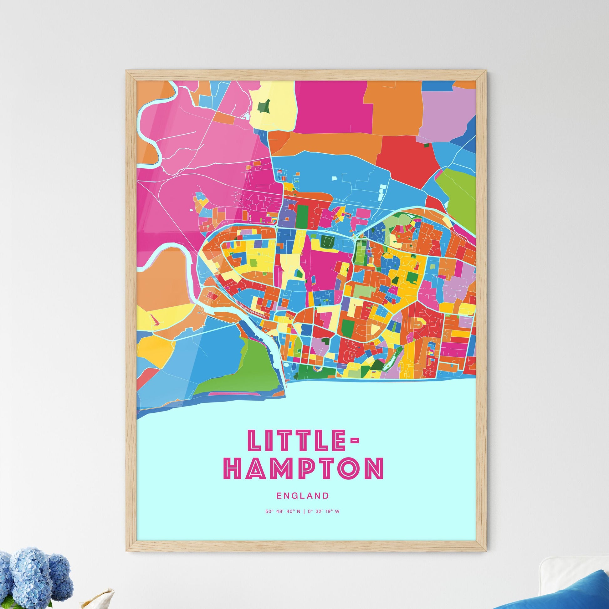 Colorful Littlehampton England Fine Art Map Crazy Colors