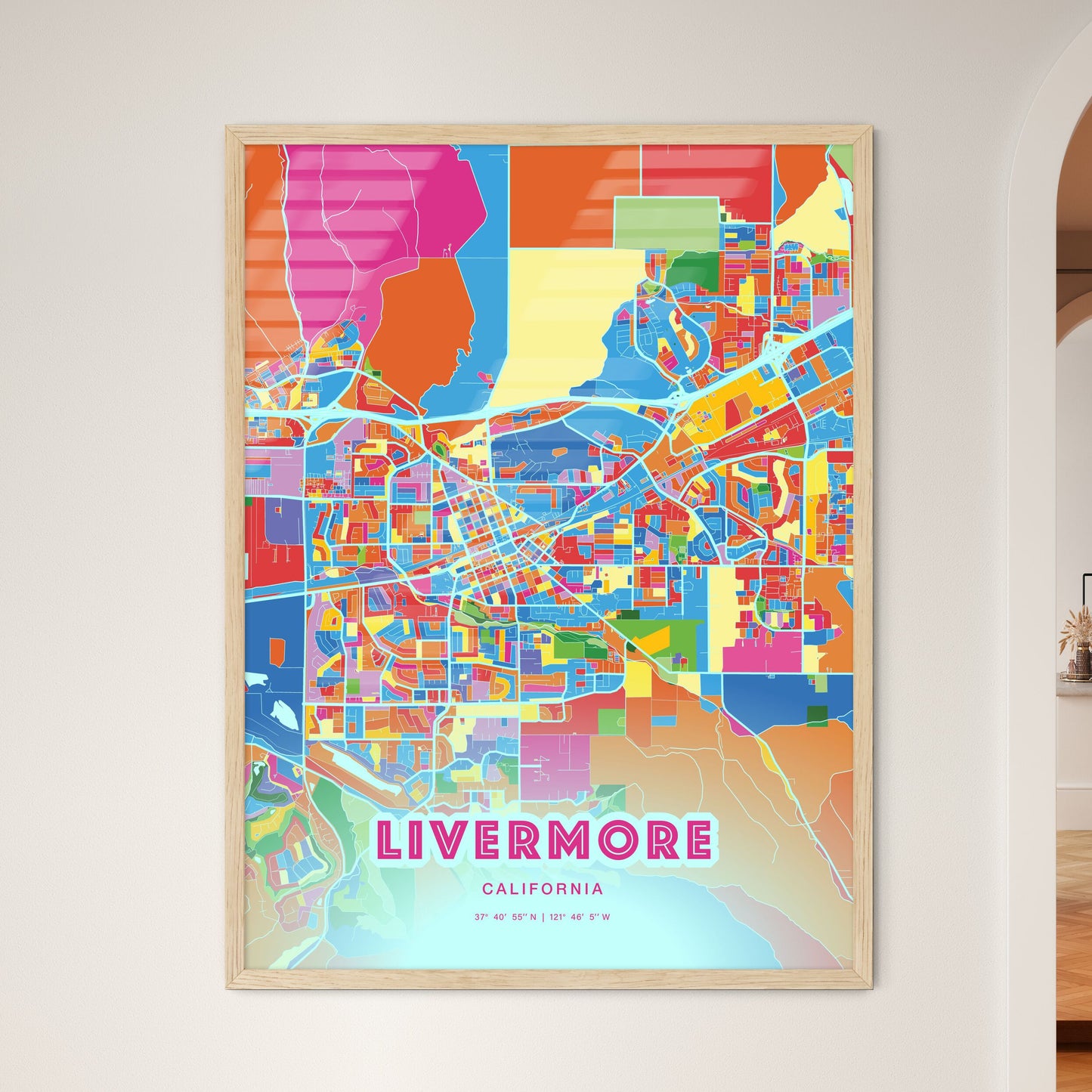 Colorful Livermore California Fine Art Map Crazy Colors