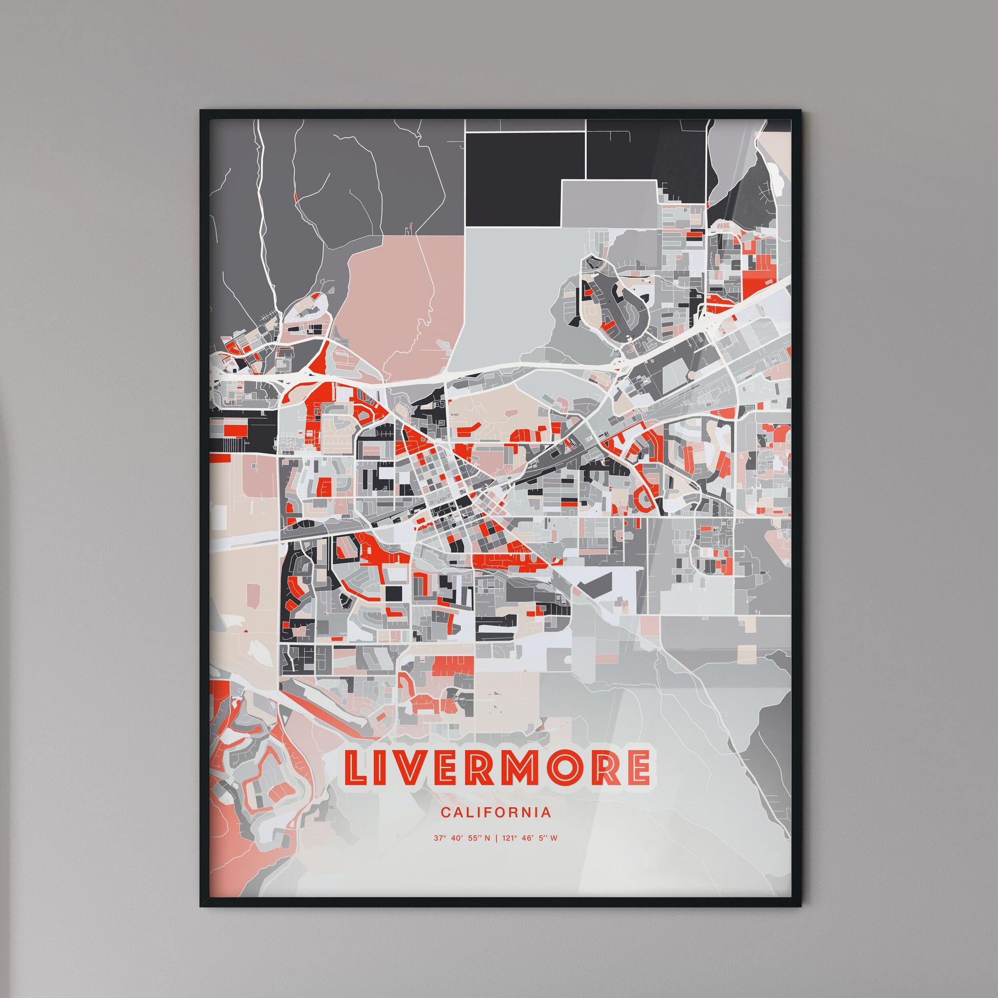 Colorful Livermore California Fine Art Map Modern Expressive