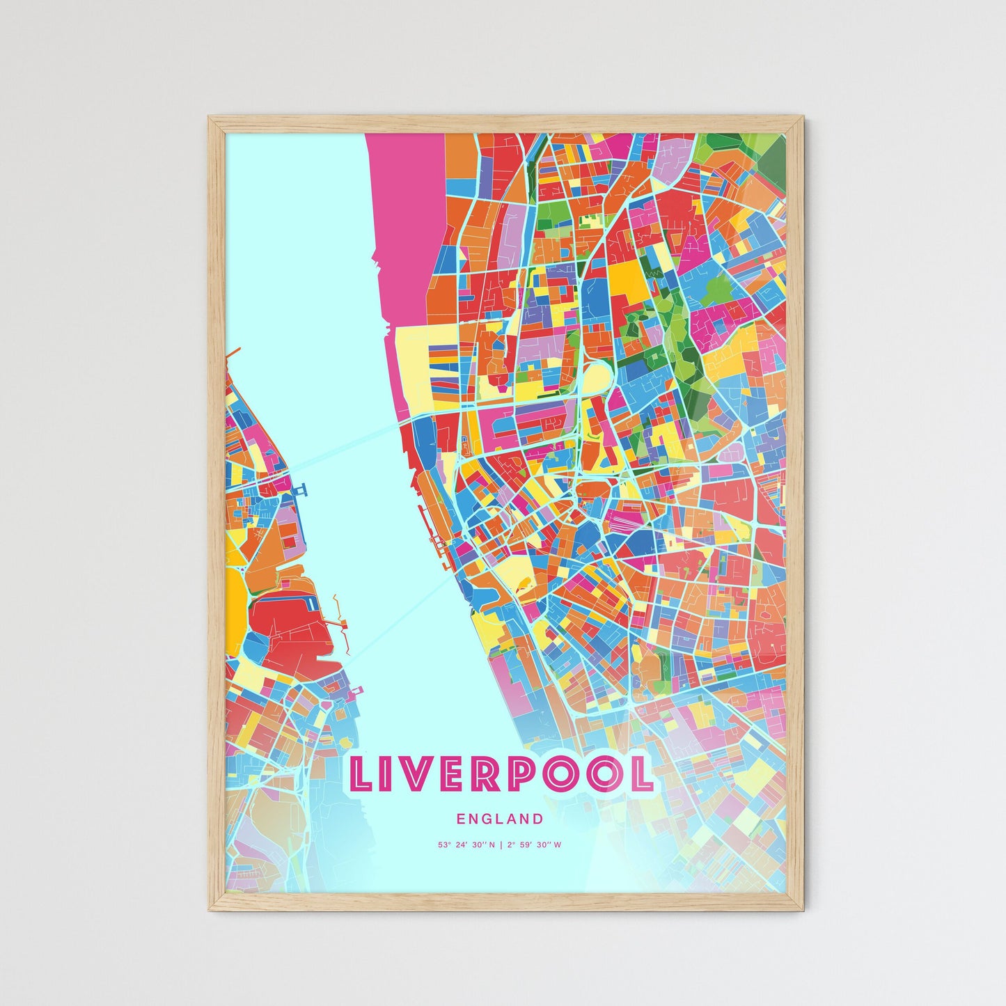 Colorful Liverpool England Fine Art Map Crazy Colors