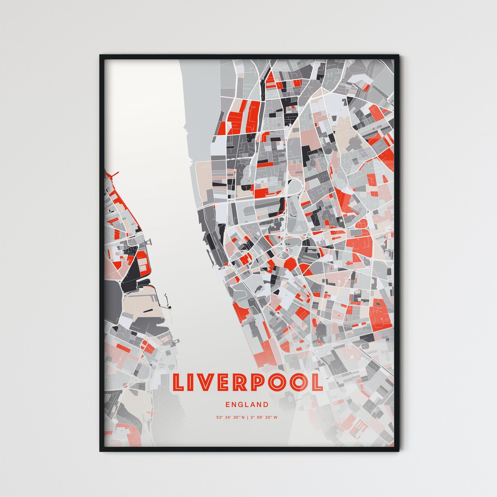 Colorful Liverpool England Fine Art Map Modern Expressive