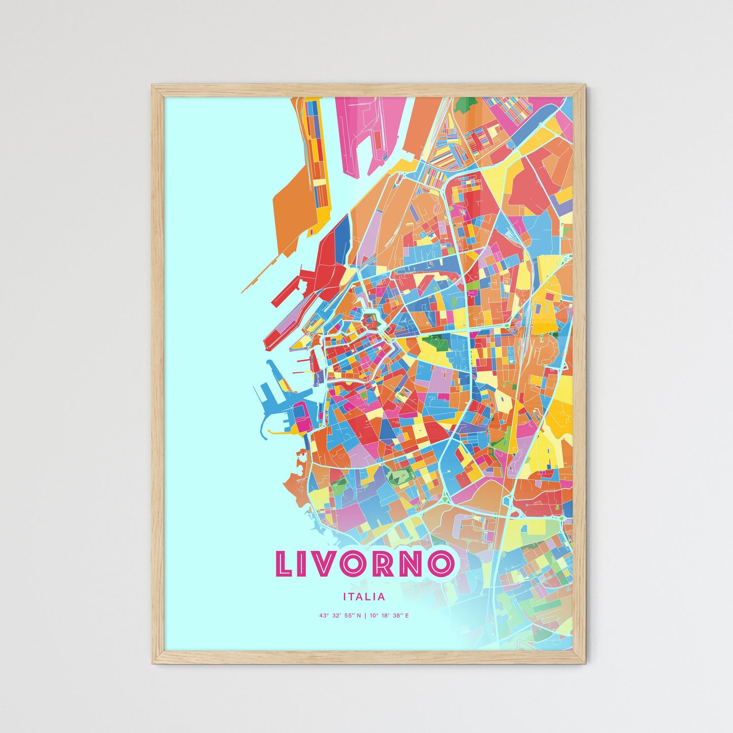 Colorful Livorno Italy Fine Art Map Crazy Colors