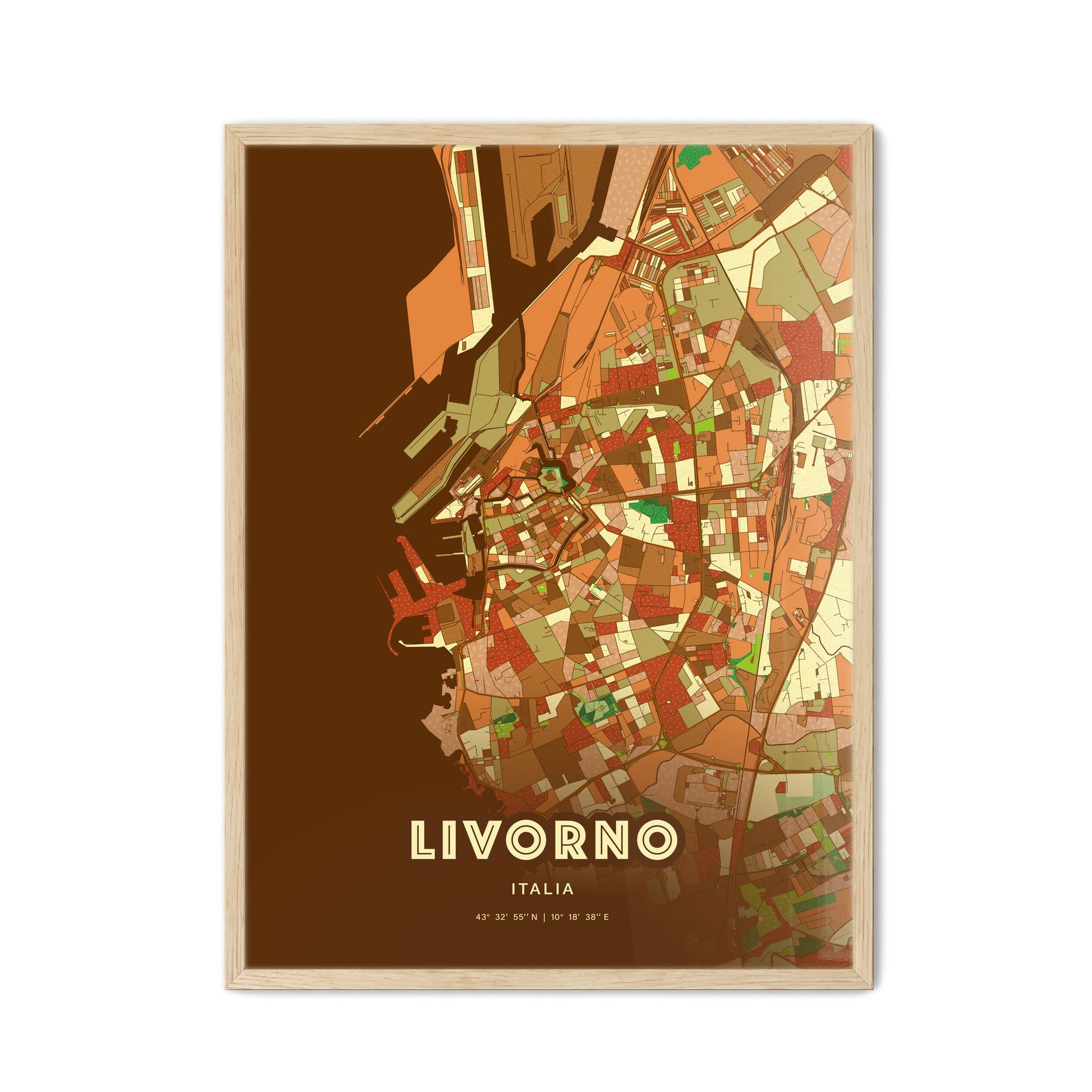 Colorful Livorno Italy Fine Art Map Farmhouse