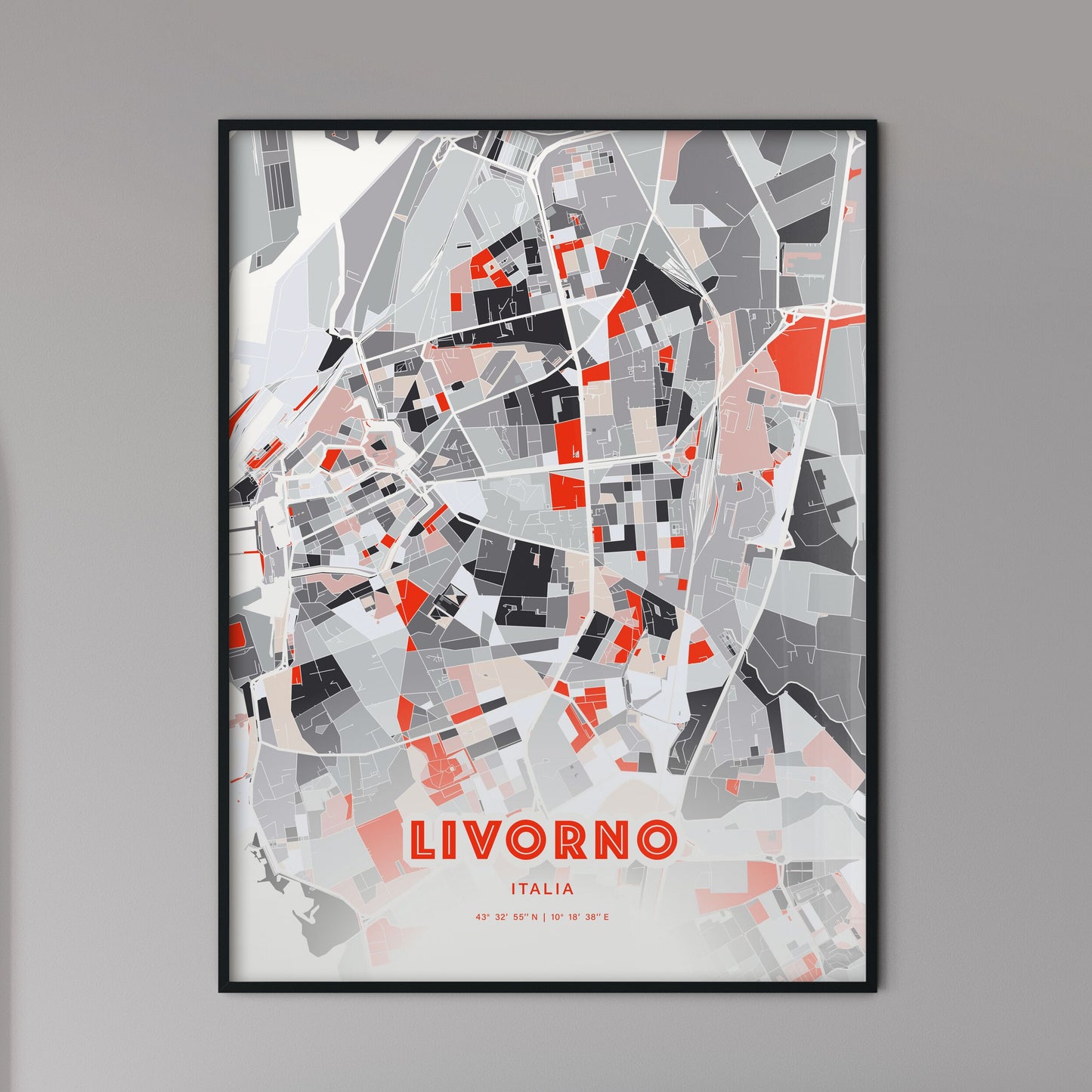 Colorful Livorno Italy Fine Art Map Modern Expressive