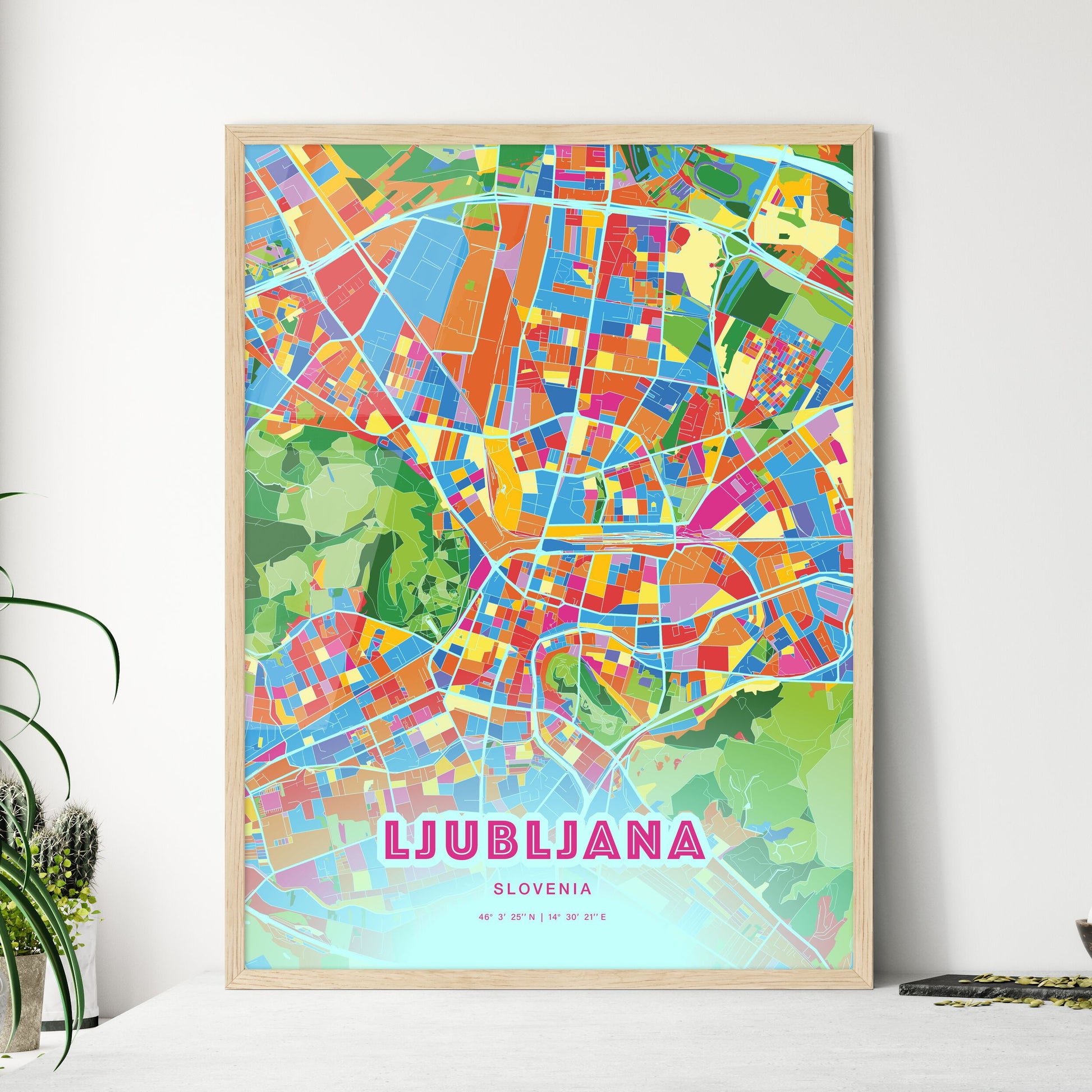 Colorful Ljubljana Slovenia Fine Art Map Crazy Colors