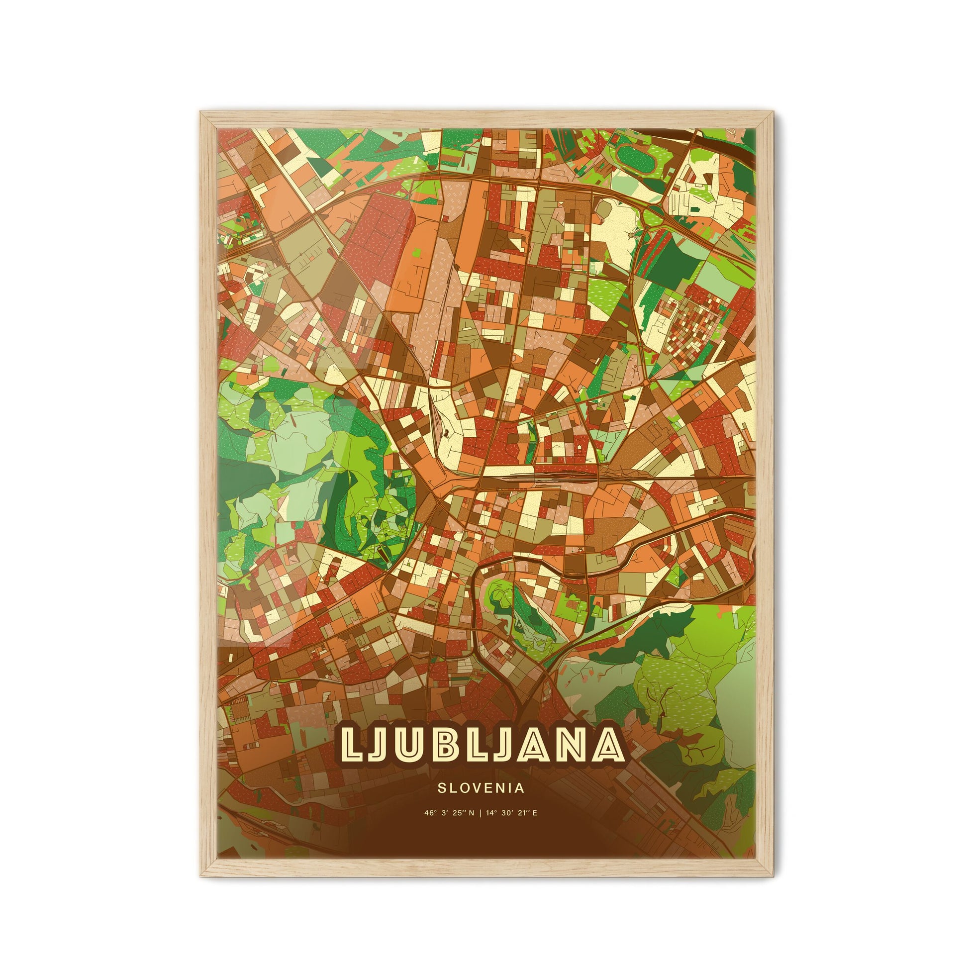 Colorful Ljubljana Slovenia Fine Art Map Farmhouse