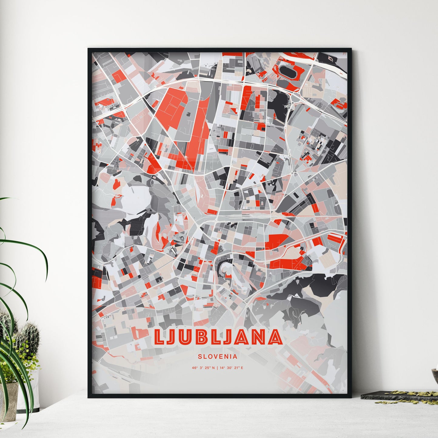Colorful Ljubljana Slovenia Fine Art Map Modern Expressive