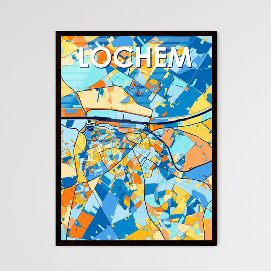 LOCHEM NETHERLANDS Vibrant Colorful Art Map Poster Blue Orange