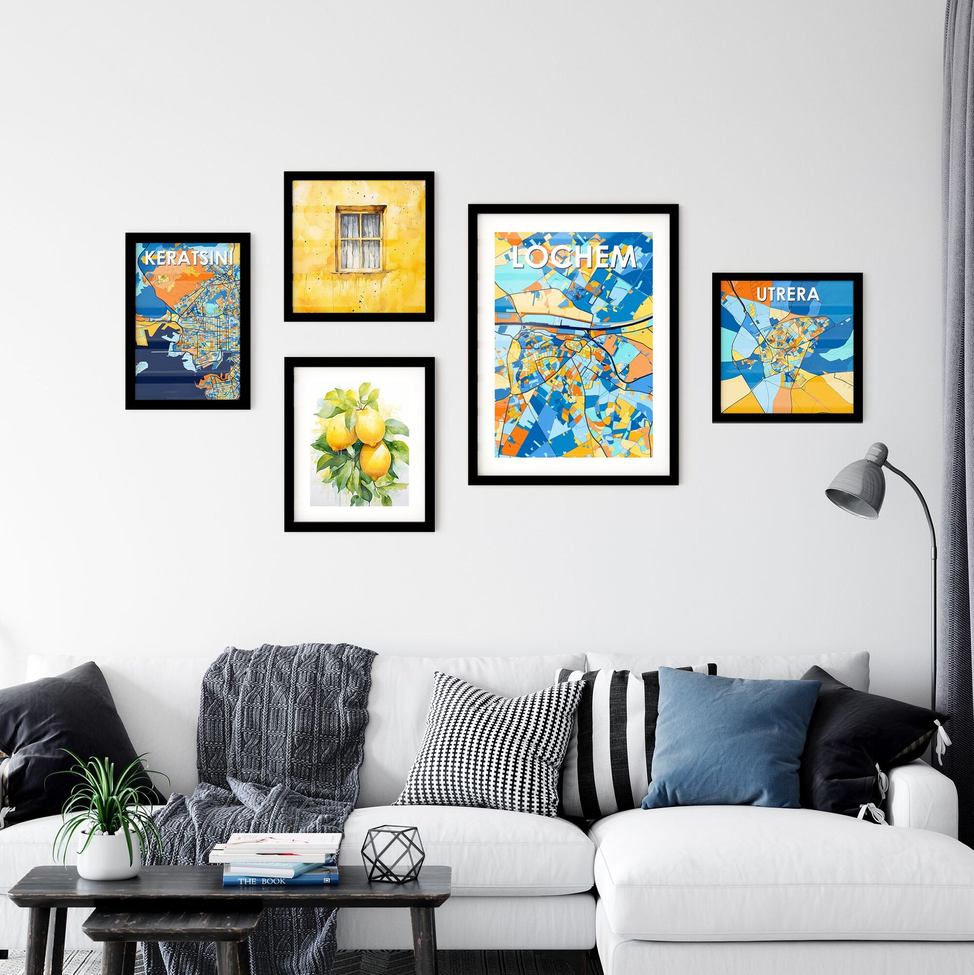 LOCHEM NETHERLANDS Vibrant Colorful Art Map Poster Blue Orange