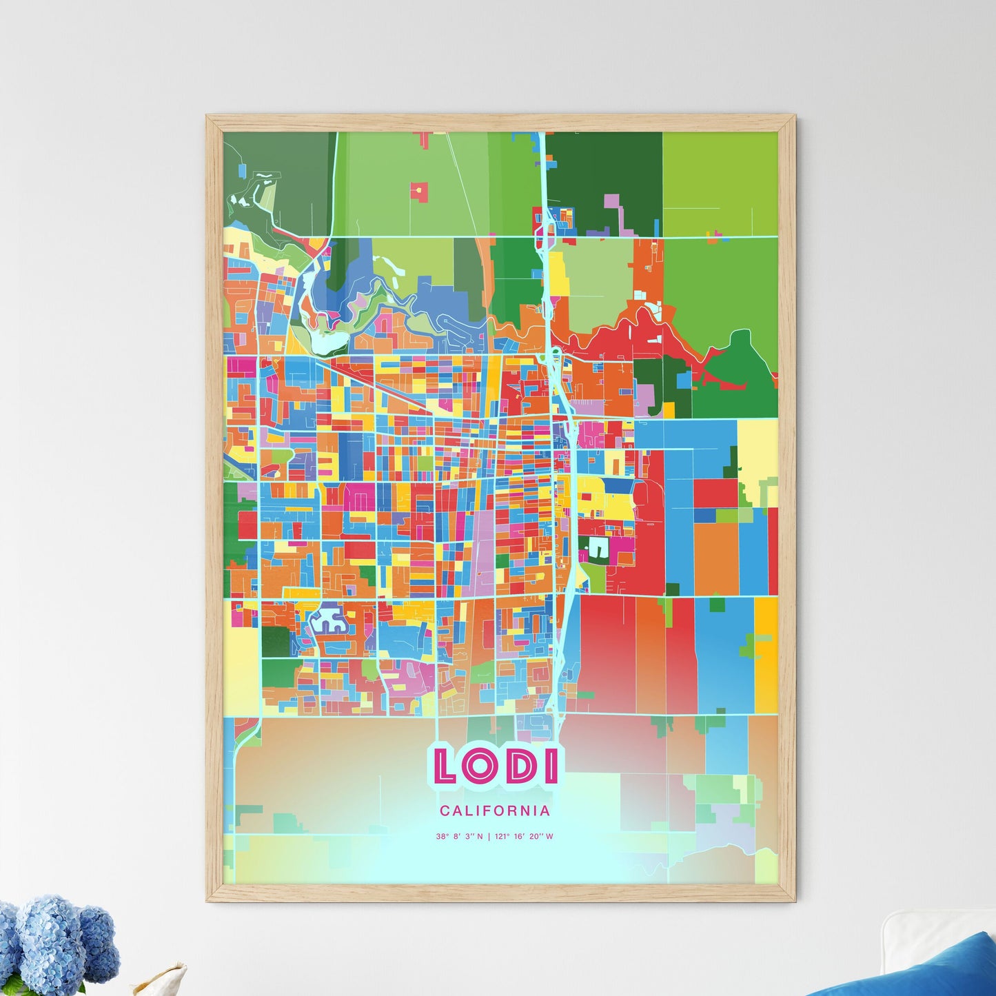 Colorful Lodi California Fine Art Map Crazy Colors