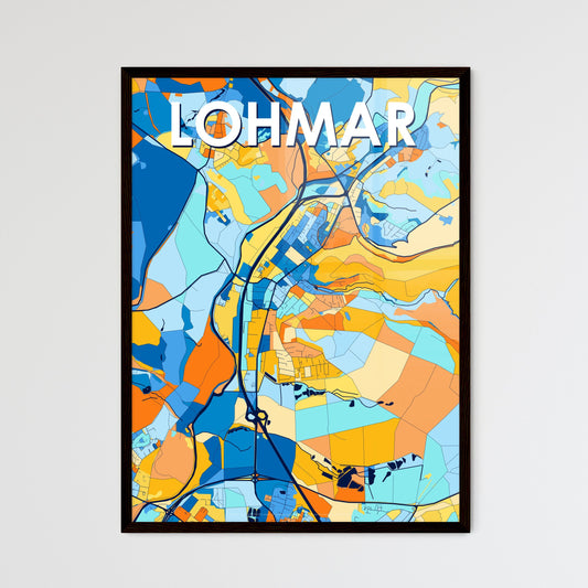 LOHMAR GERMANY Vibrant Colorful Art Map Poster Blue Orange