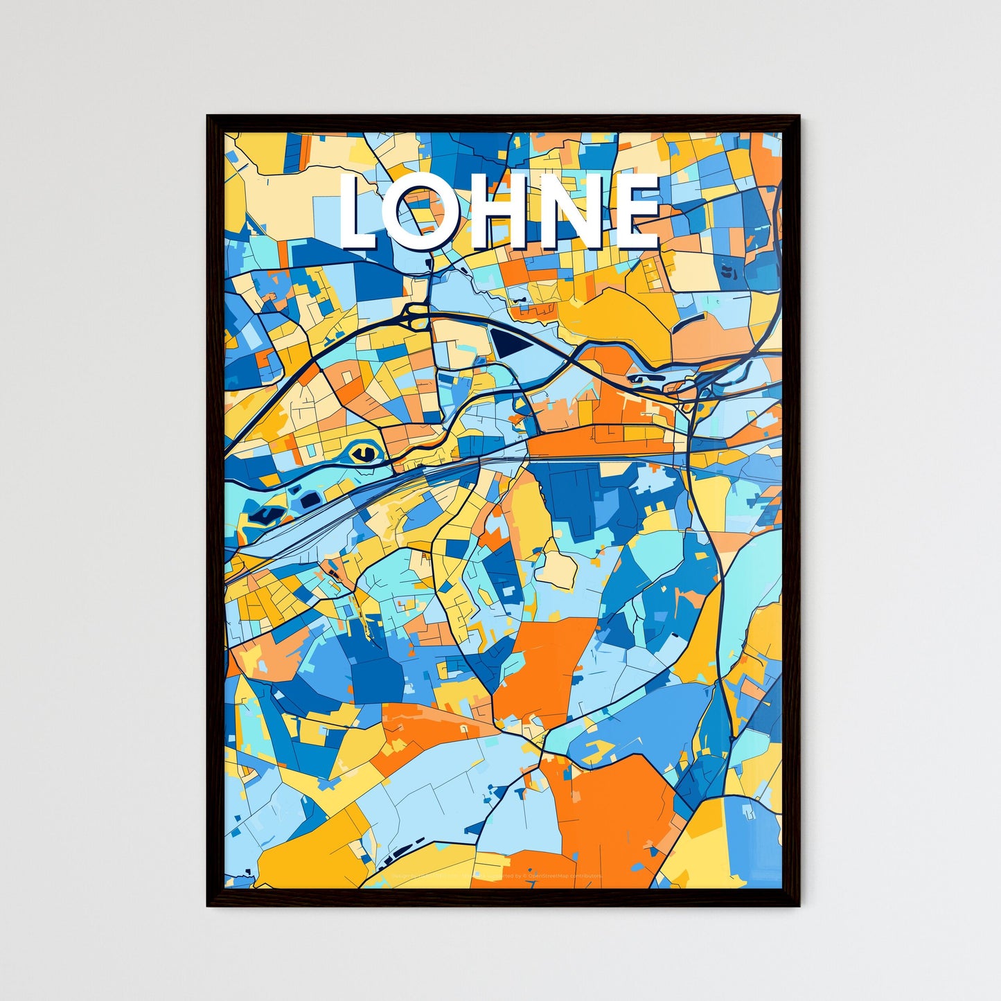 LOHNE GERMANY Vibrant Colorful Art Map Poster Blue Orange